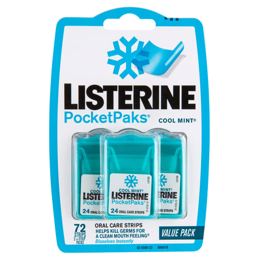 Listerine PocketPaks Cool Mint 72 Strips - Cutprice Online