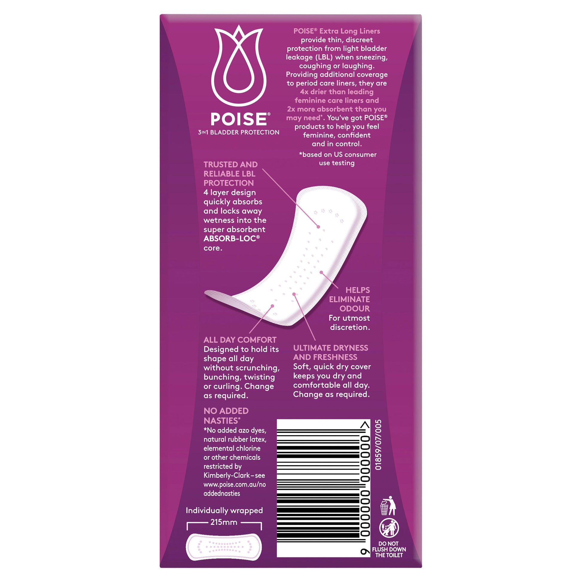 Poise Liners Extra Long 22 - Cutprice Online