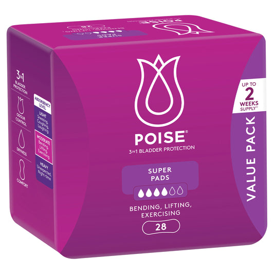 Poise Pads For Bladder Leaks SUPER 28 Pack - Cutprice Online