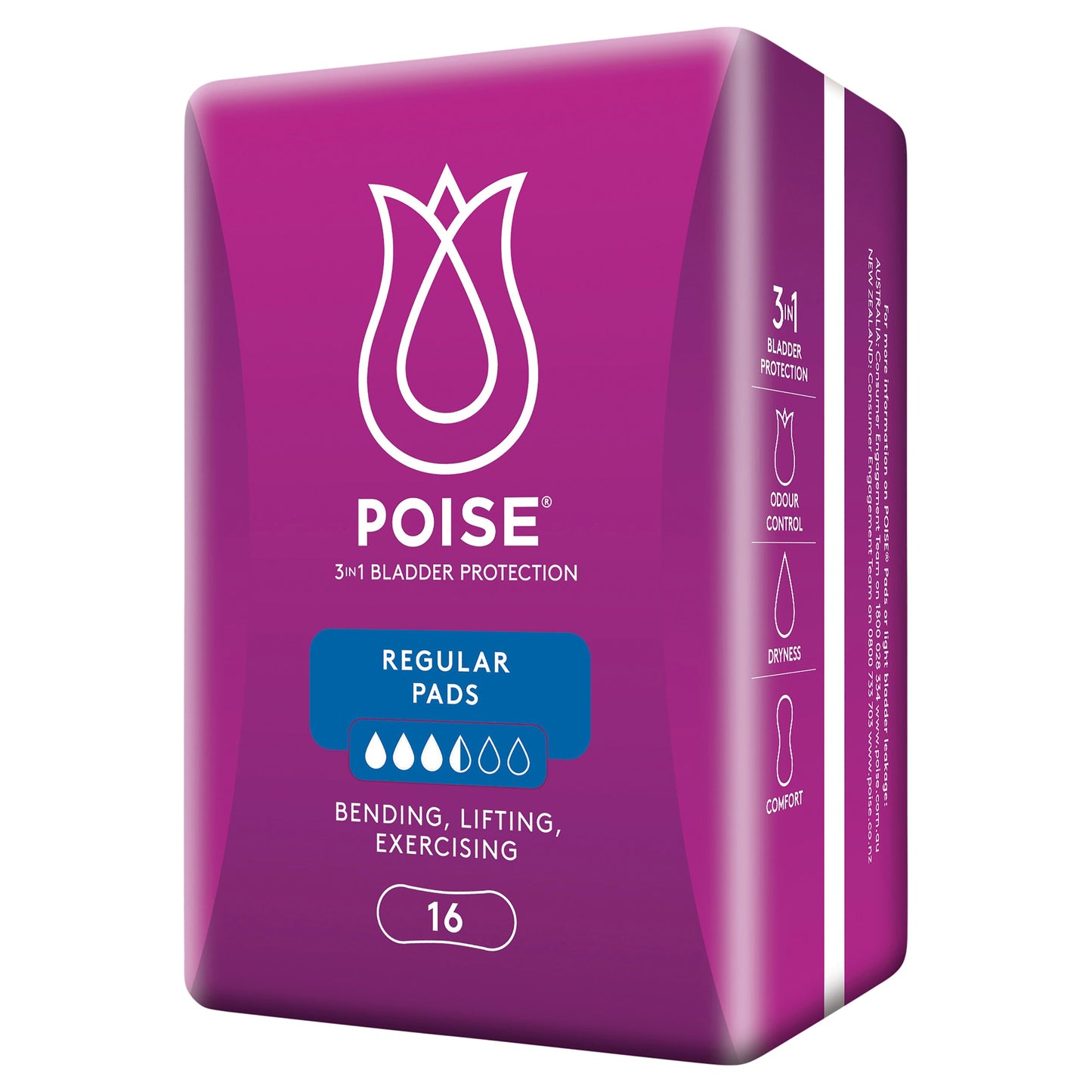 POISE REGULAR PAD 16PK - Cutprice Online