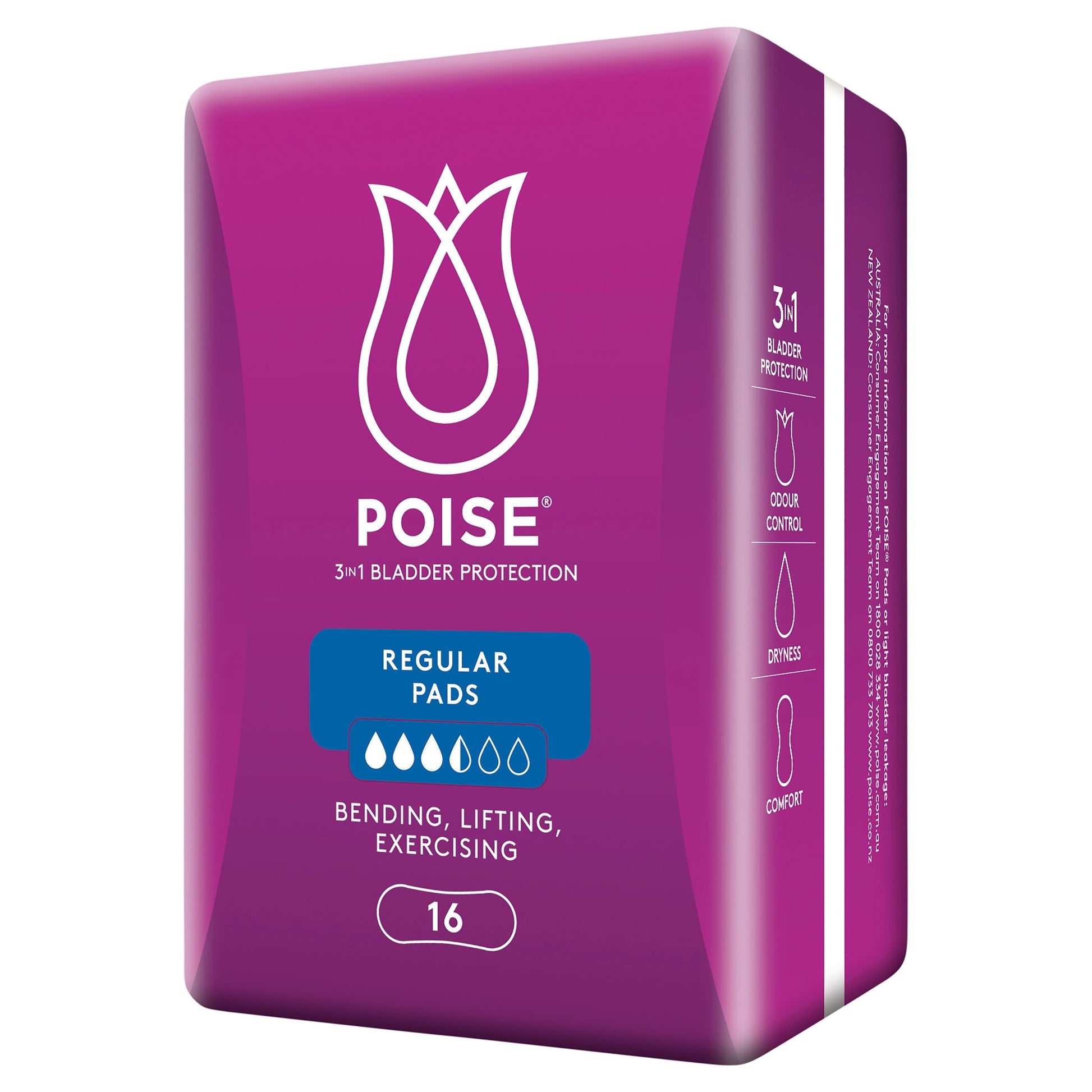 POISE REGULAR PAD 16PK - Cutprice Online
