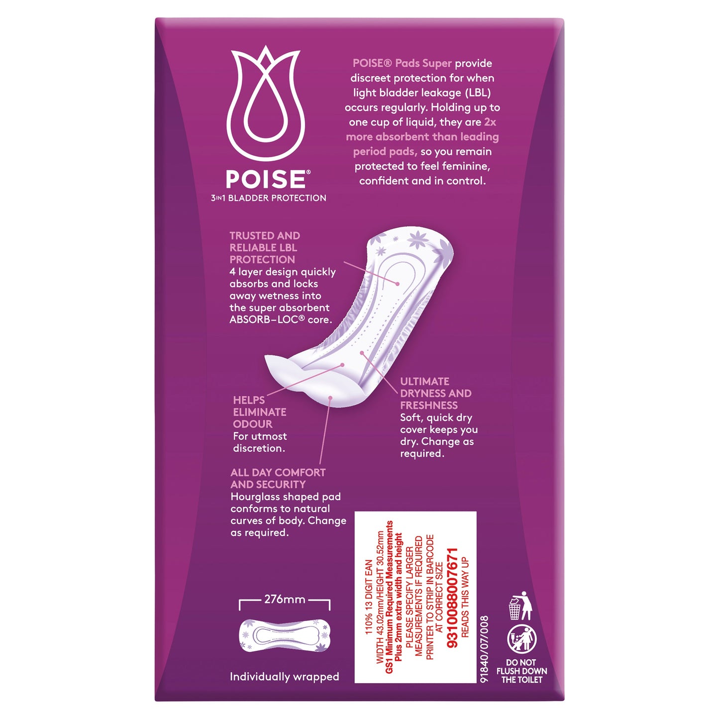 Poise Pads For Bladder Leaks Super 14 Pack - Cutprice Online