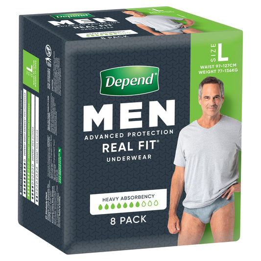 DEPEND REAL FIT UNDERWEAR MALE LARGE 8 - Cutprice Online