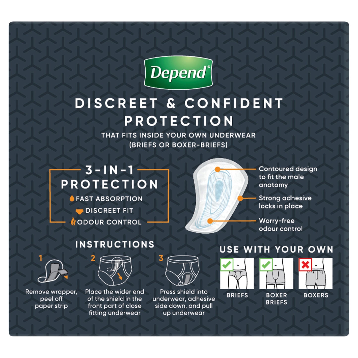 DEPEND MEN SHIELDS 14PK - Cutprice Online