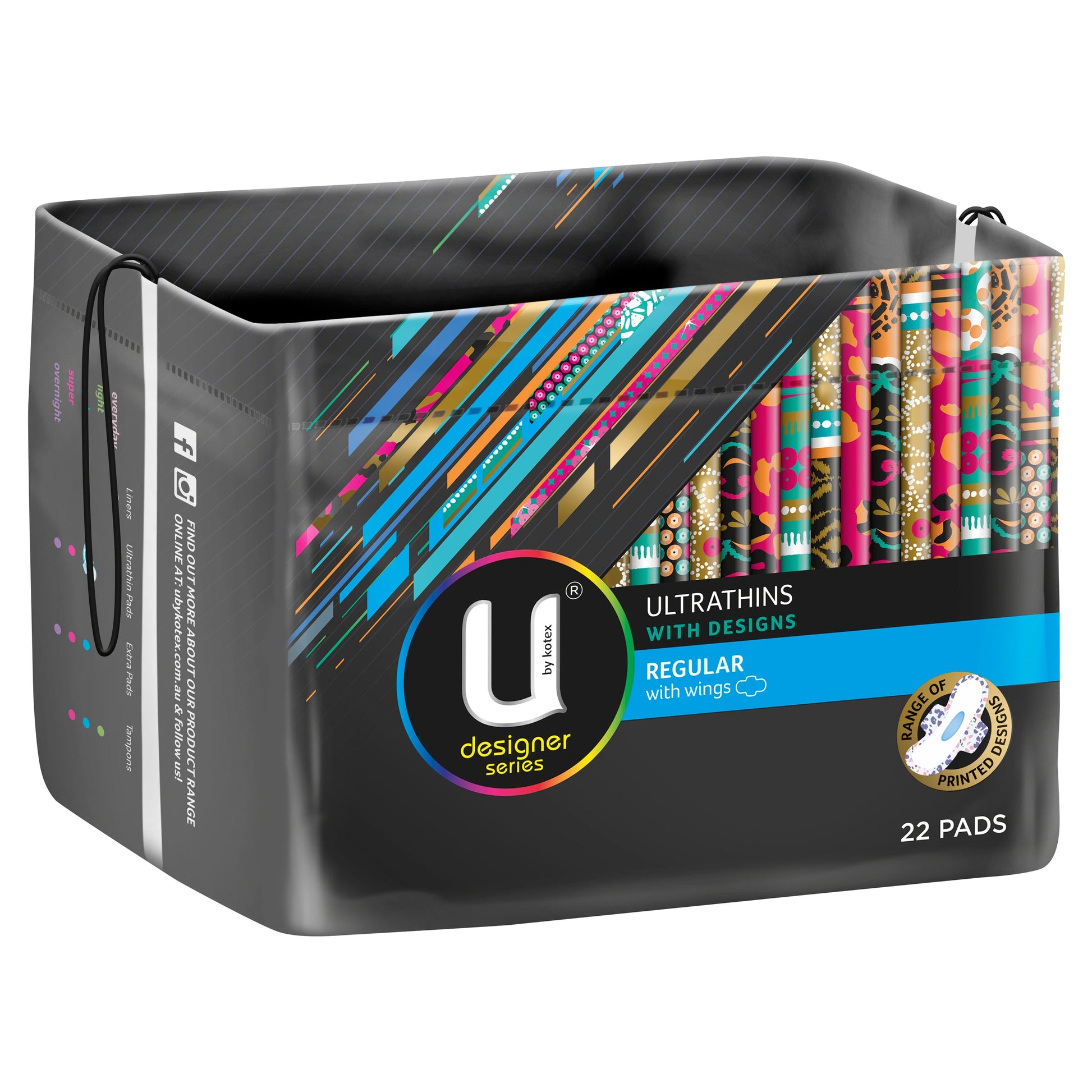 U By Kotex Designer Series Ultrathins Pads Wing Regular 22 Pack - Cutprice Online