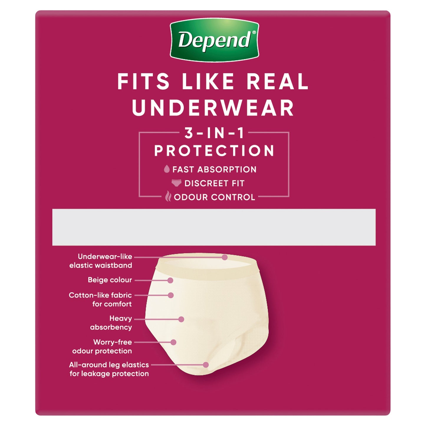 Depend Women Real Fit Underwear 8 Medium - Cutprice Online