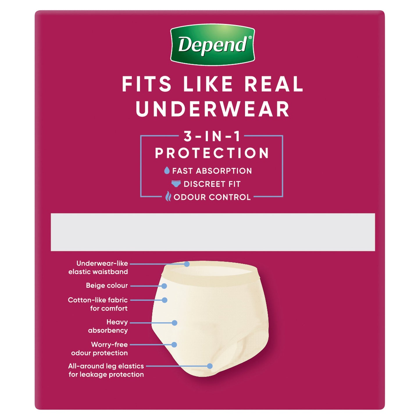 Depend Women REGULAR  Real Fit Underwear 8 Large - Cutprice Online
