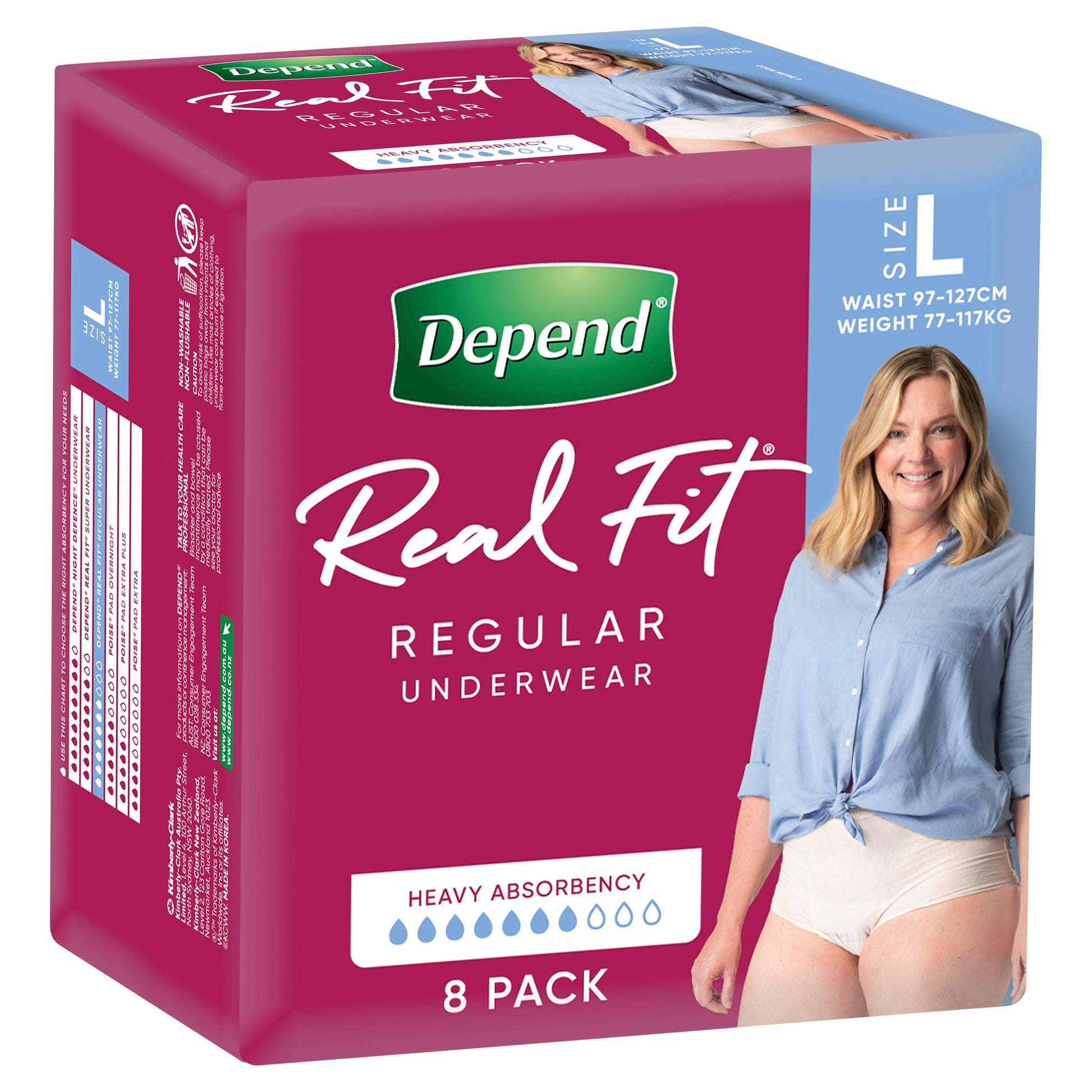 Depend Women REGULAR  Real Fit Underwear 8 Large - Cutprice Online