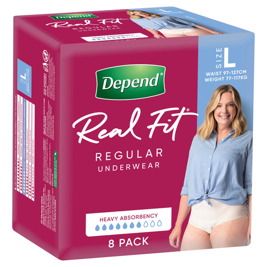 Depend Women REGULAR  Real Fit Underwear 8 Large - Cutprice Online