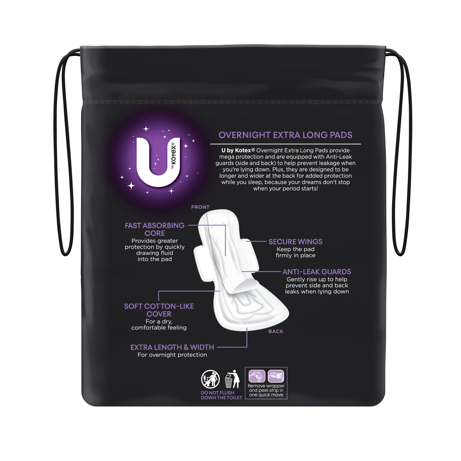 U by Kotex Maxi Pad Overnight Long Wing 8 Pack - Cutprice Online