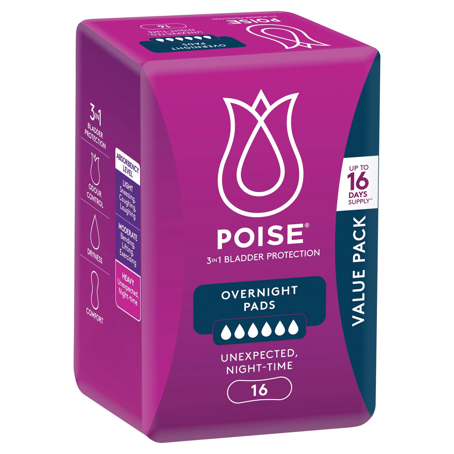 Poise Pads For Bladder Leaks Overnight 16 Pack - Cutprice Online