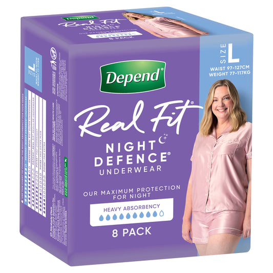 Depend Underwear Realfit Night Defence Female Large 8 Pack - Cutprice Online