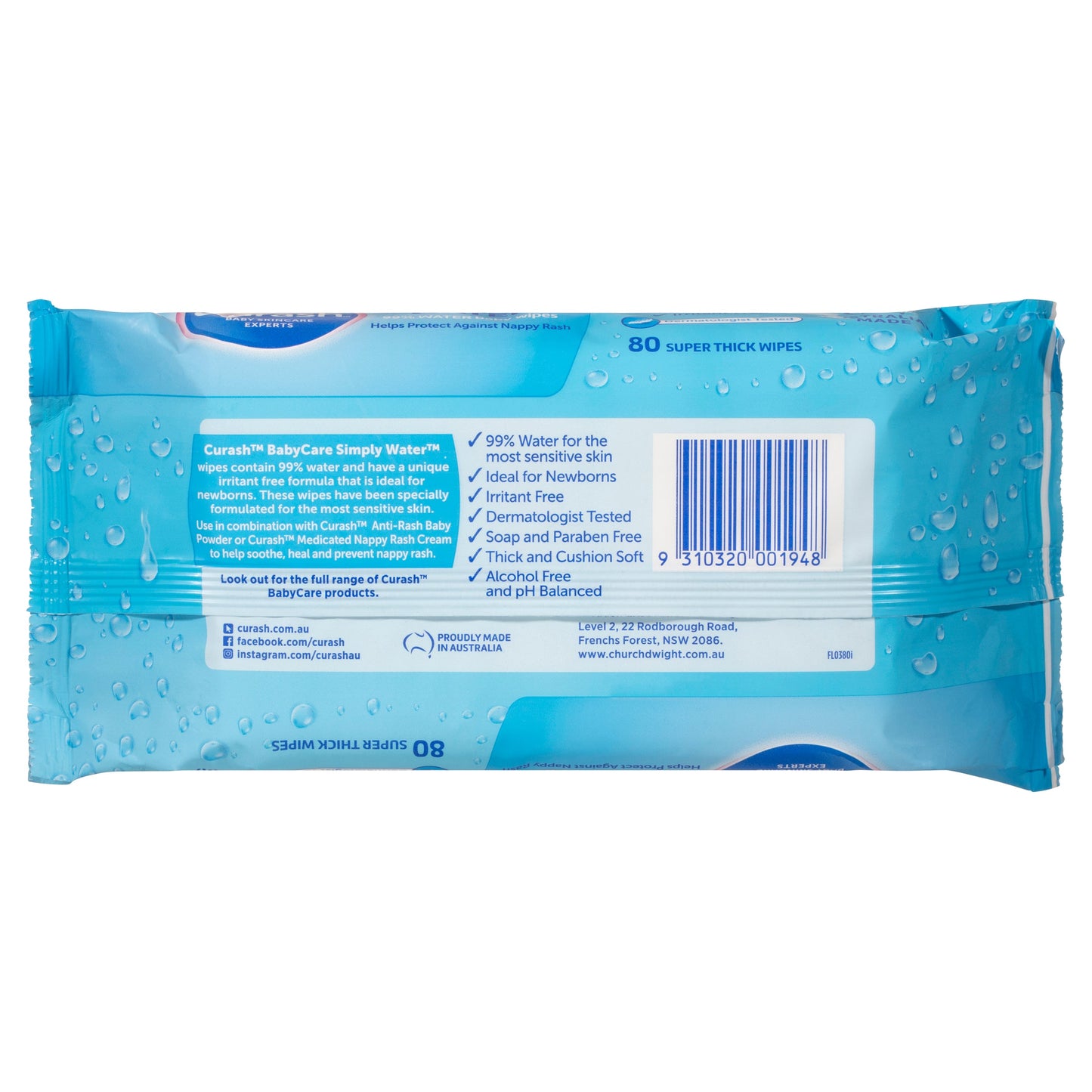Curash Baby Simply Water 80 Baby Wipes - Cutprice Online