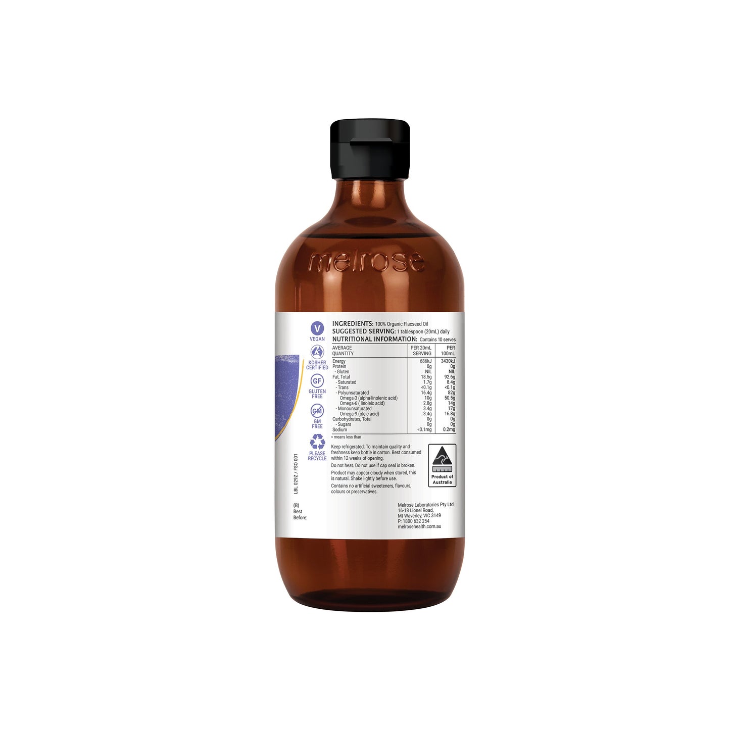 Melrose Organic Flaxseed Oil 200ml - Cutprice Online