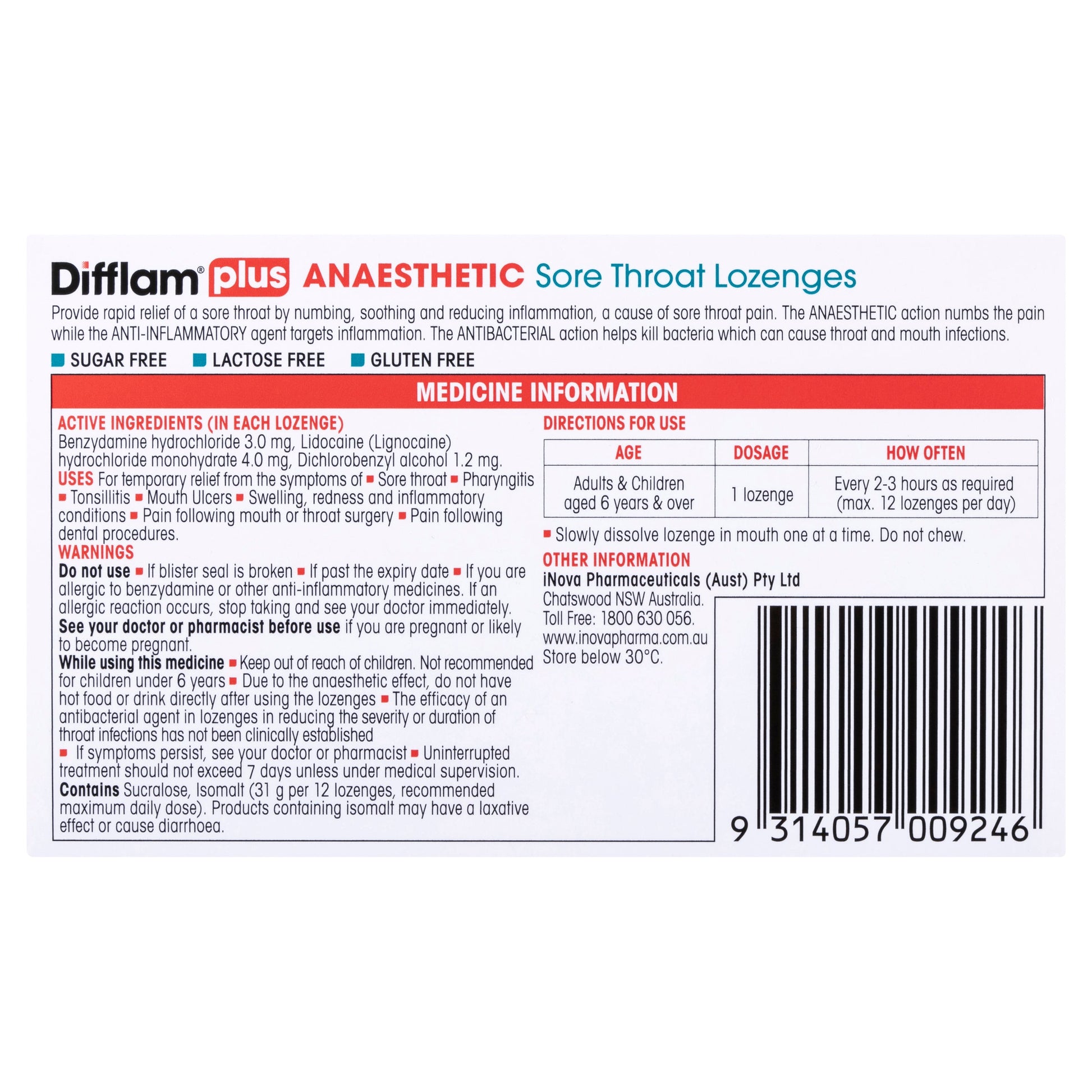 Difflam PLUS Menthol And Eucalyptus 16 Lozenges - Cutprice Online