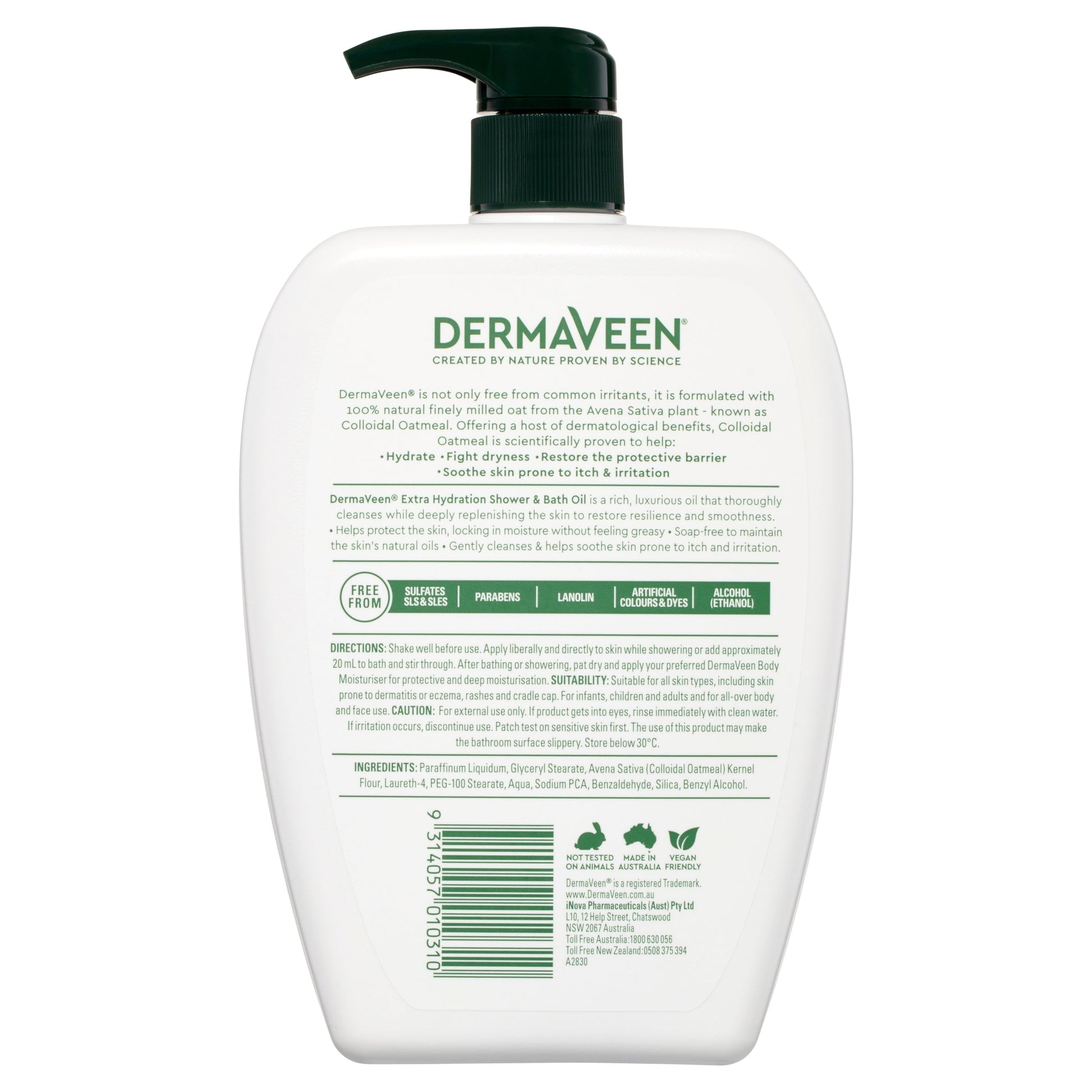 DermaVeen Extra Hydration Shower and Bath Oil 1 Litre - Cutprice Online