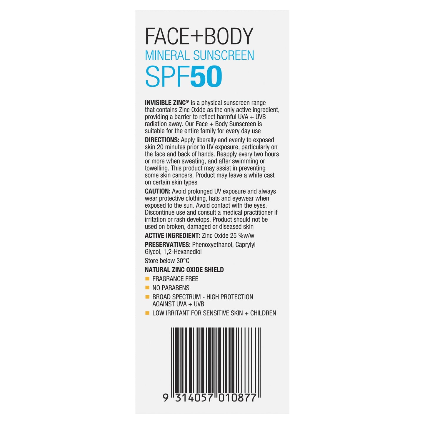 Invisible Zinc Face and Body  SPF 50+ 75g - Cutprice Online