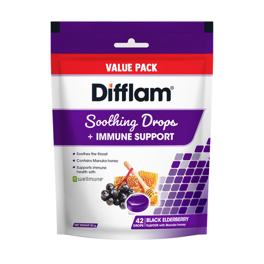 Difflam Soothing Drops + Immune Support Black Elderberry 42 Drops - Cutprice Online