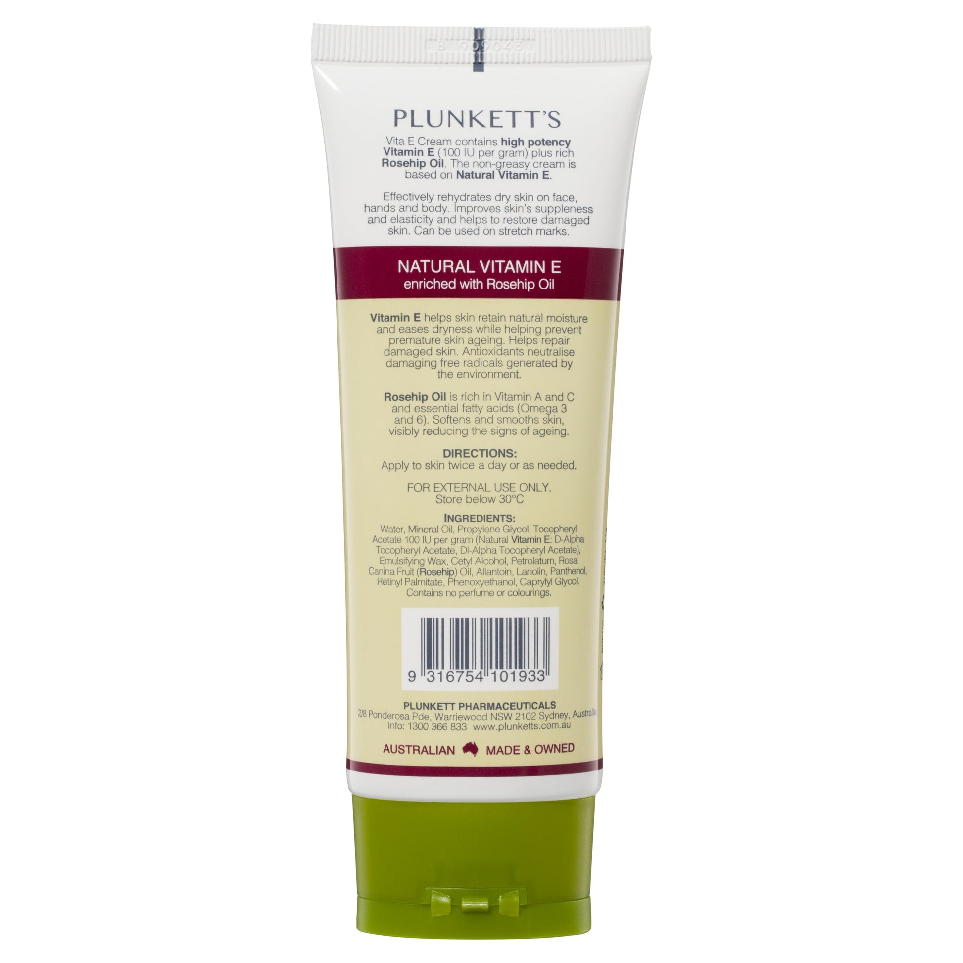 Plunkett's Vita E Natural Vitamin E Cream 100g - Cutprice Online