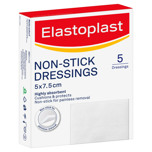 Elastoplast 21100 Non-Stick Wound Dressing 7.5cm x 5cm 5 Pack - Cutprice Online