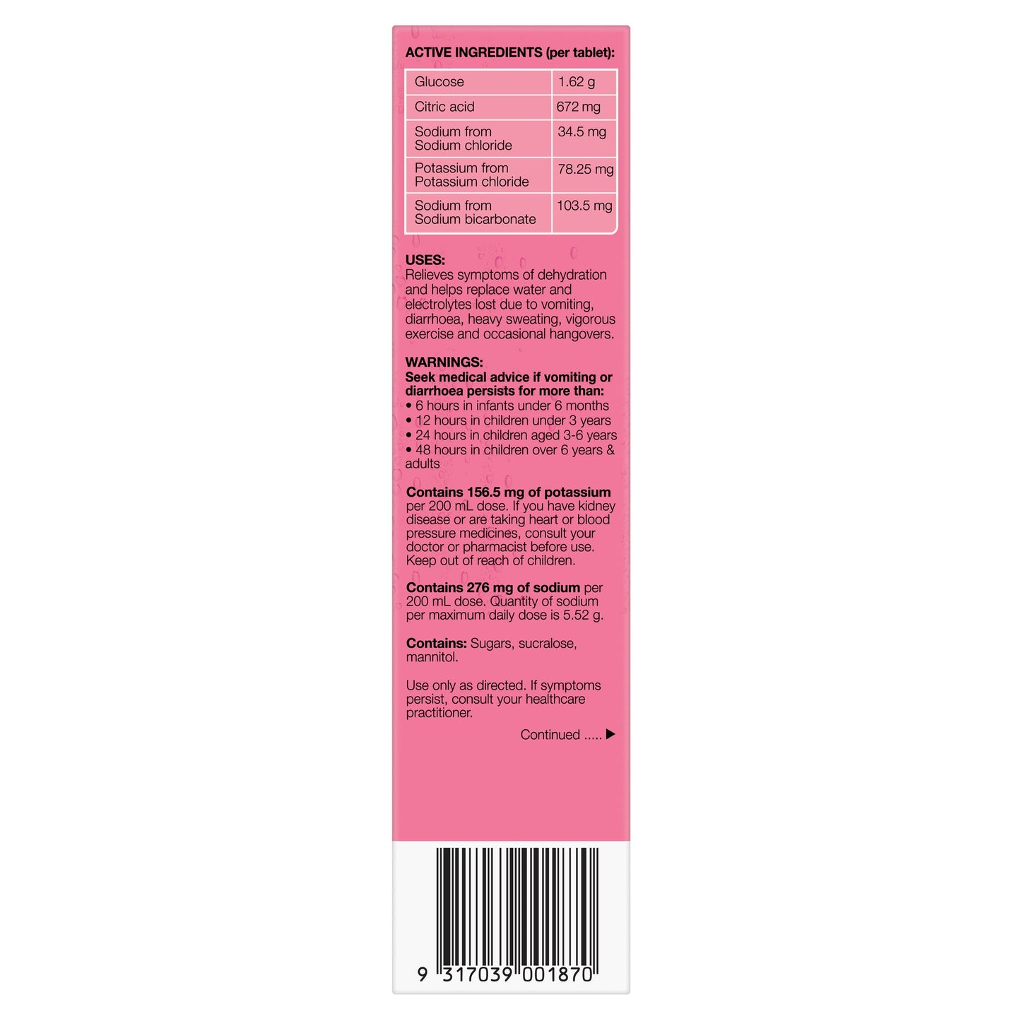 Hydralyte Electrolyte Effervescent Watermelon Burst Flavoured 20 Tablets - Cutprice Online