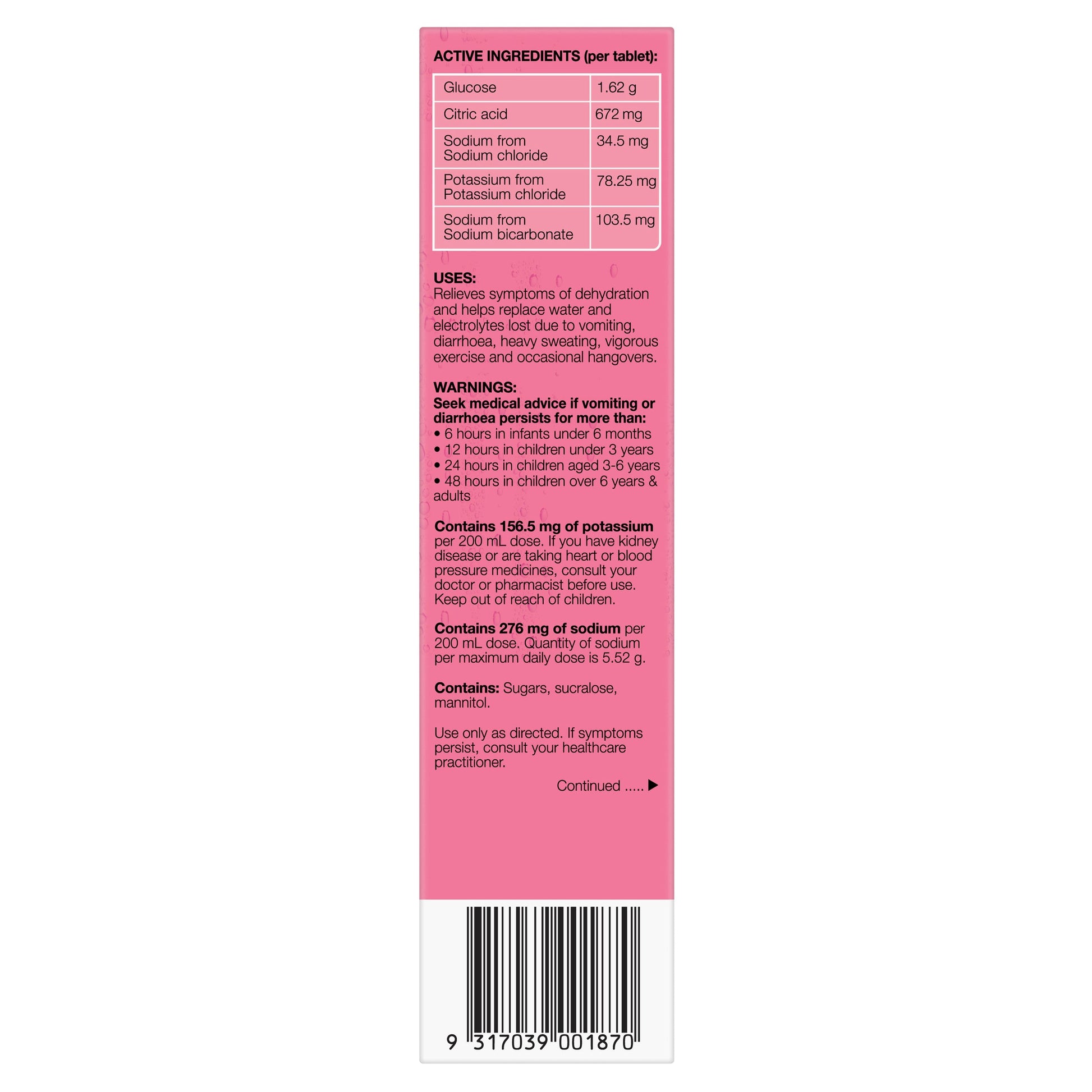 Hydralyte Electrolyte Effervescent Watermelon Burst Flavoured 20 Tablets - Cutprice Online