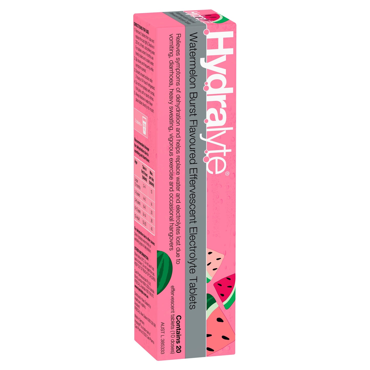 Hydralyte Electrolyte Effervescent Watermelon Burst Flavoured 20 Tablets - Cutprice Online