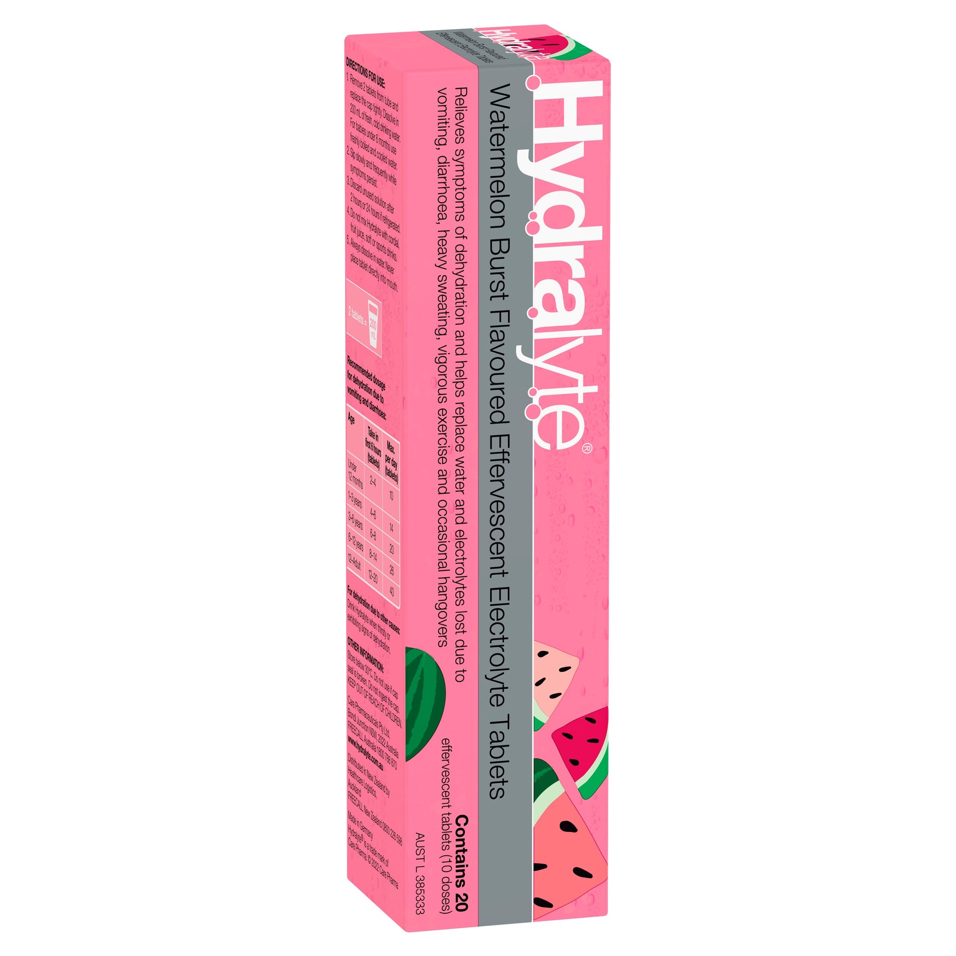 Hydralyte Electrolyte Effervescent Watermelon Burst Flavoured 20 Tablets - Cutprice Online