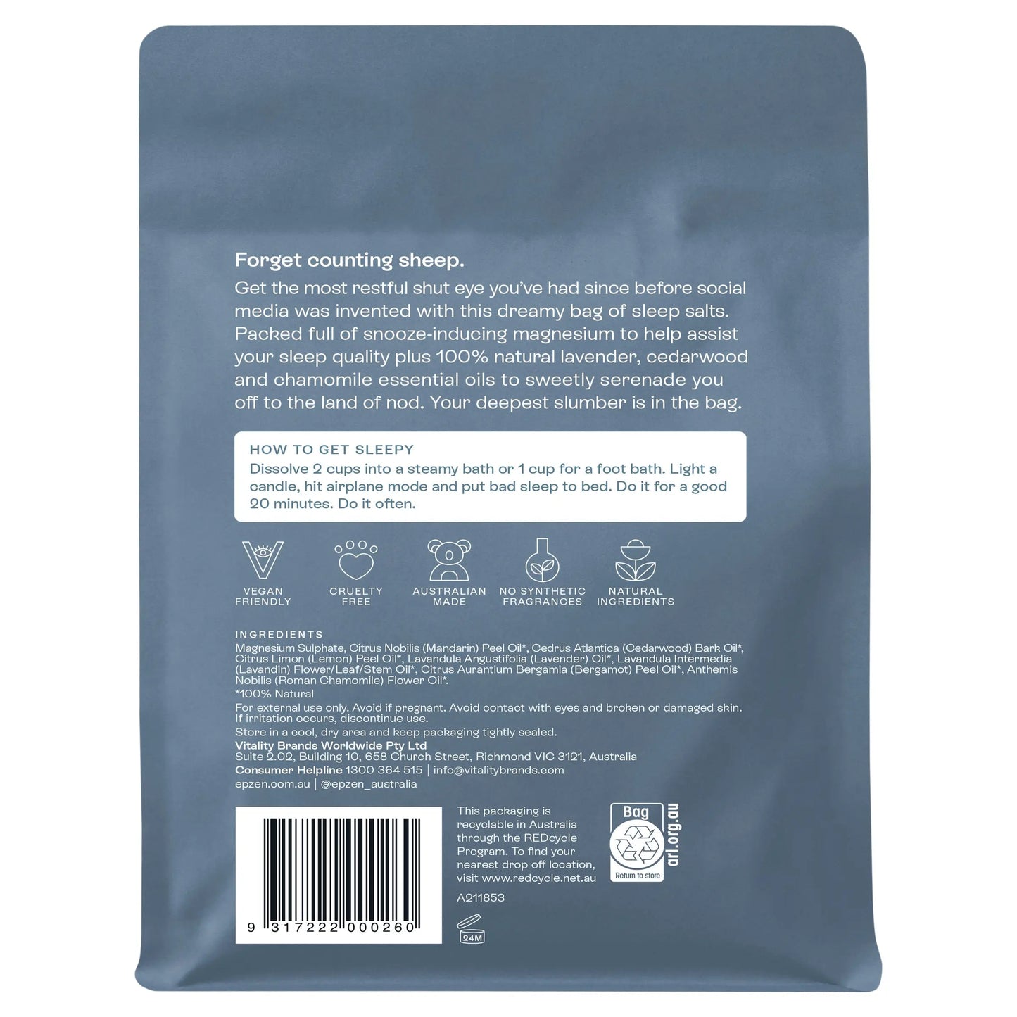 EPZEN Magnesium Bath Crystals Sleep 900g EPZEN