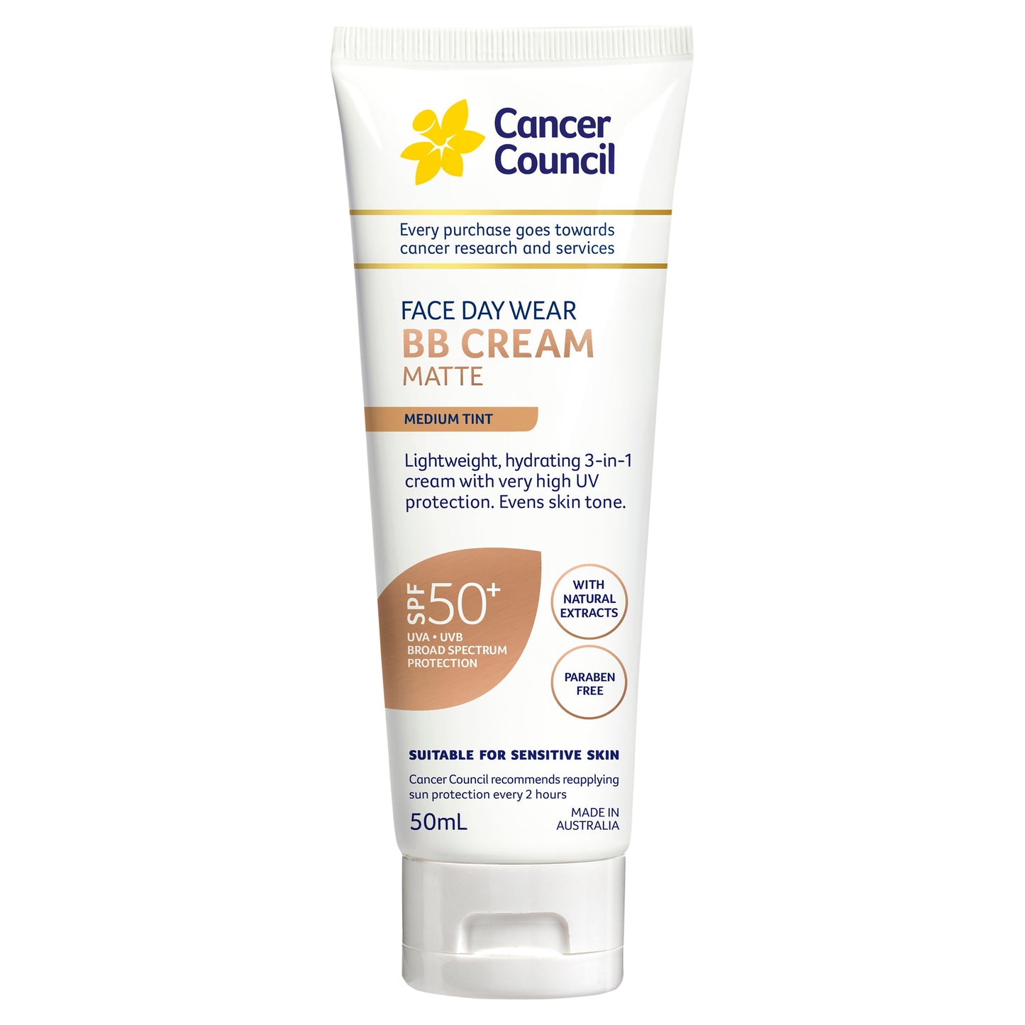 Cancer Council Face Day Wear BB Cream SPF 50+ Medium Tint 50ml - Cutprice Online