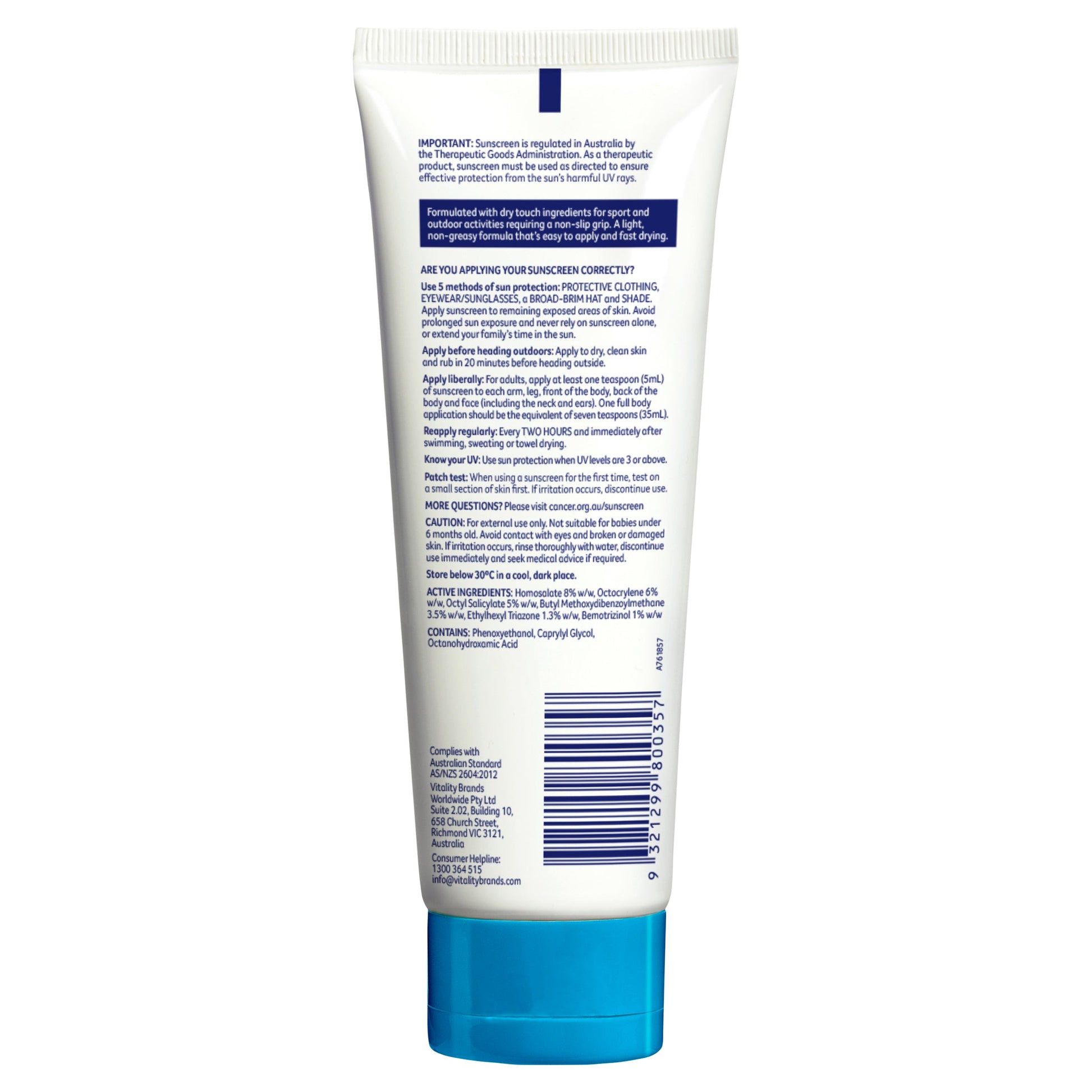 Cancer Council Sport Dry Touch Sweat Resistant SPF50+ 110ml - Cutprice Online