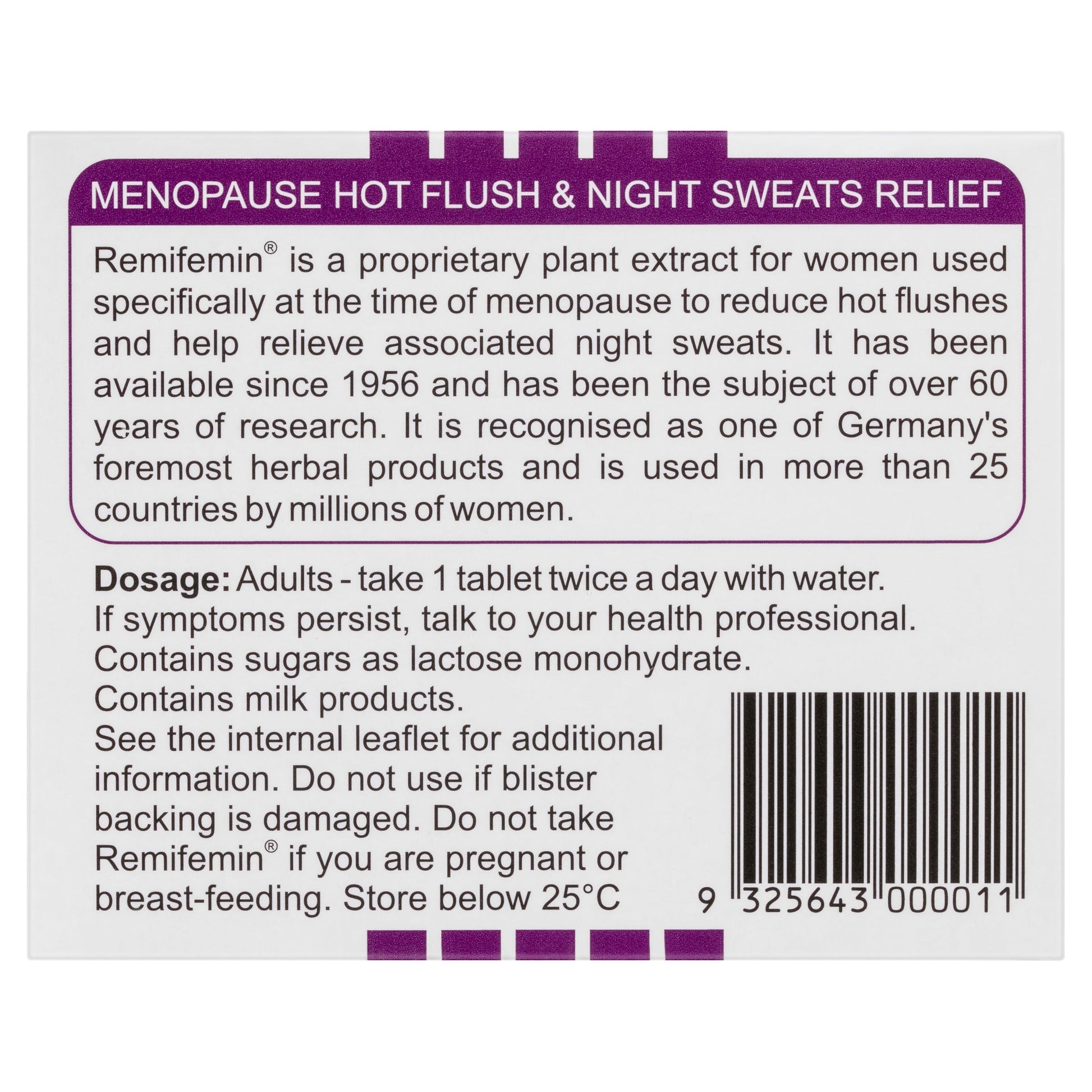 Remifemin Menopause Symptom Relief 100 Tablets - Cutprice Online