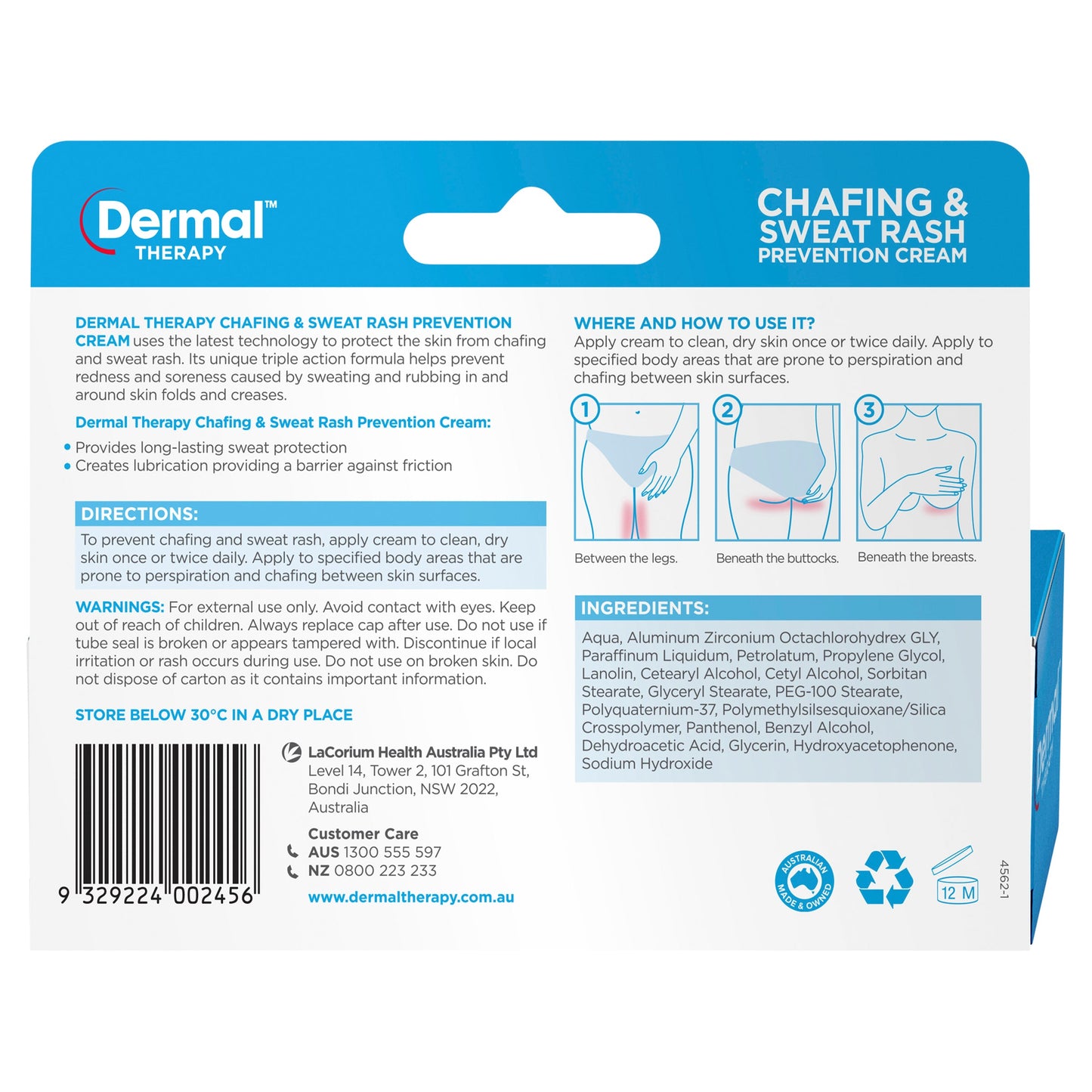 Dermal Therapy Chafing & Sweat Rash Cream 75g - Cutprice Online