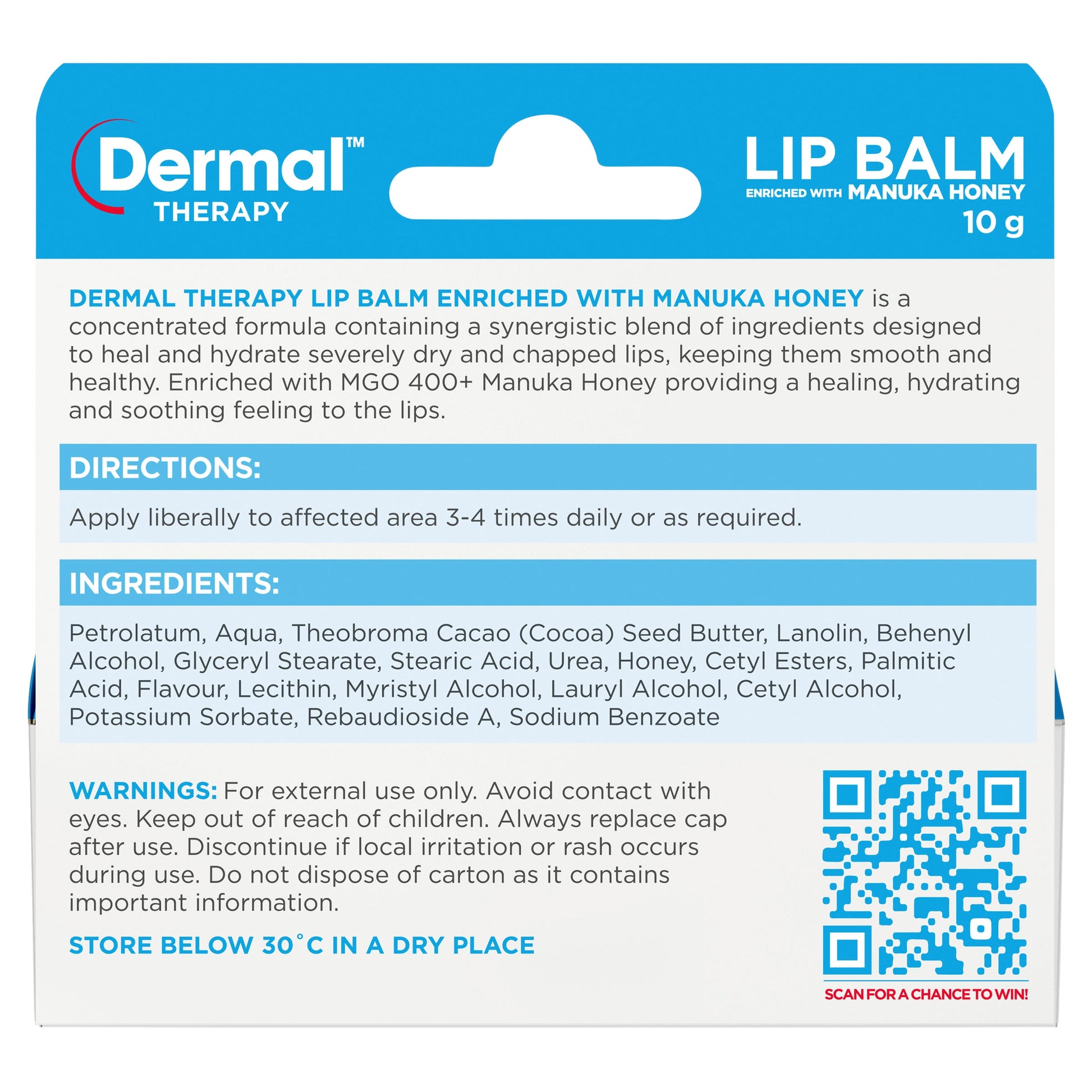 Dermal Therapy Lip Balm Manuka Honey 10g - Cutprice Online