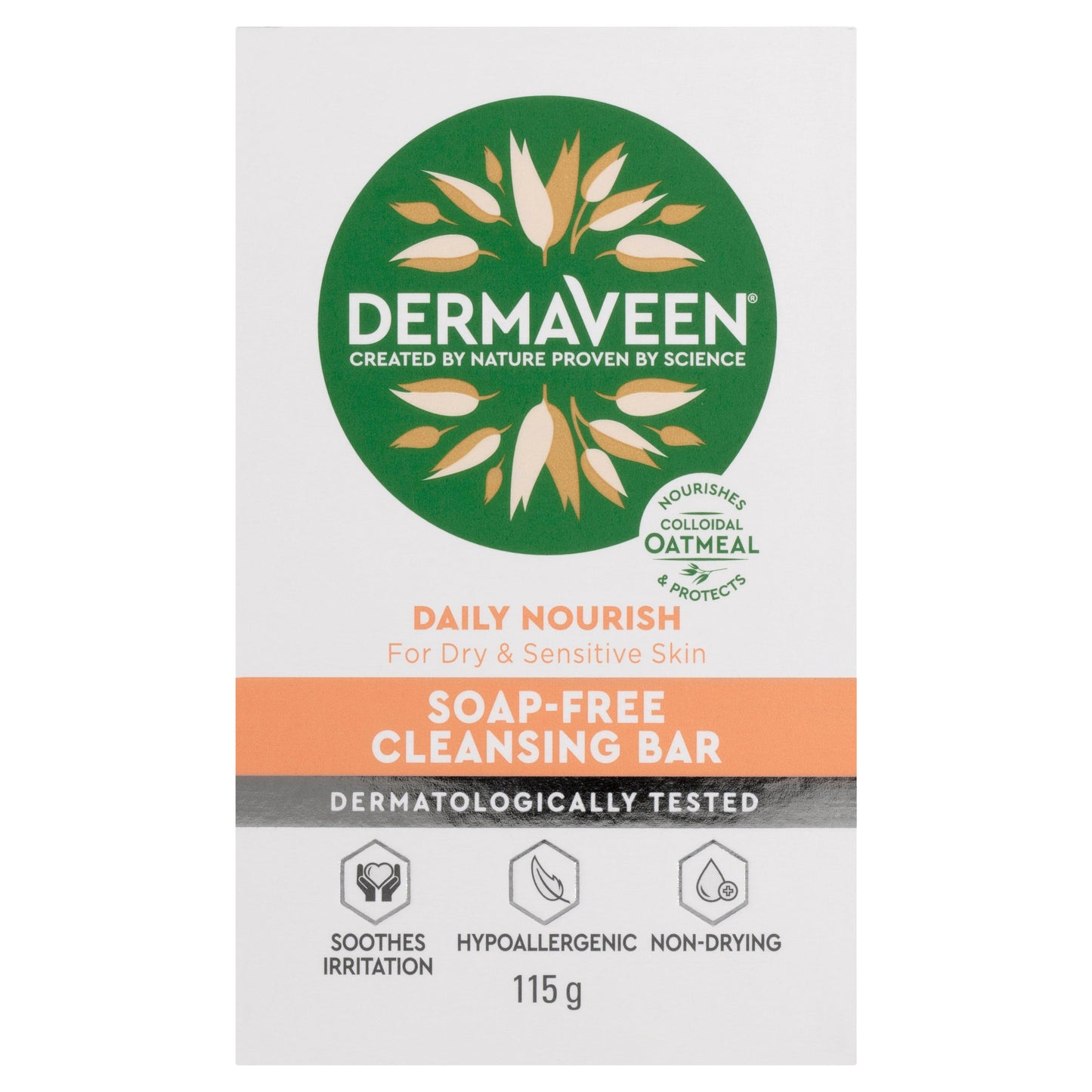 DermaVeen Daily Nourish Soap Free Cleansing Bar 115g - Cutprice Online