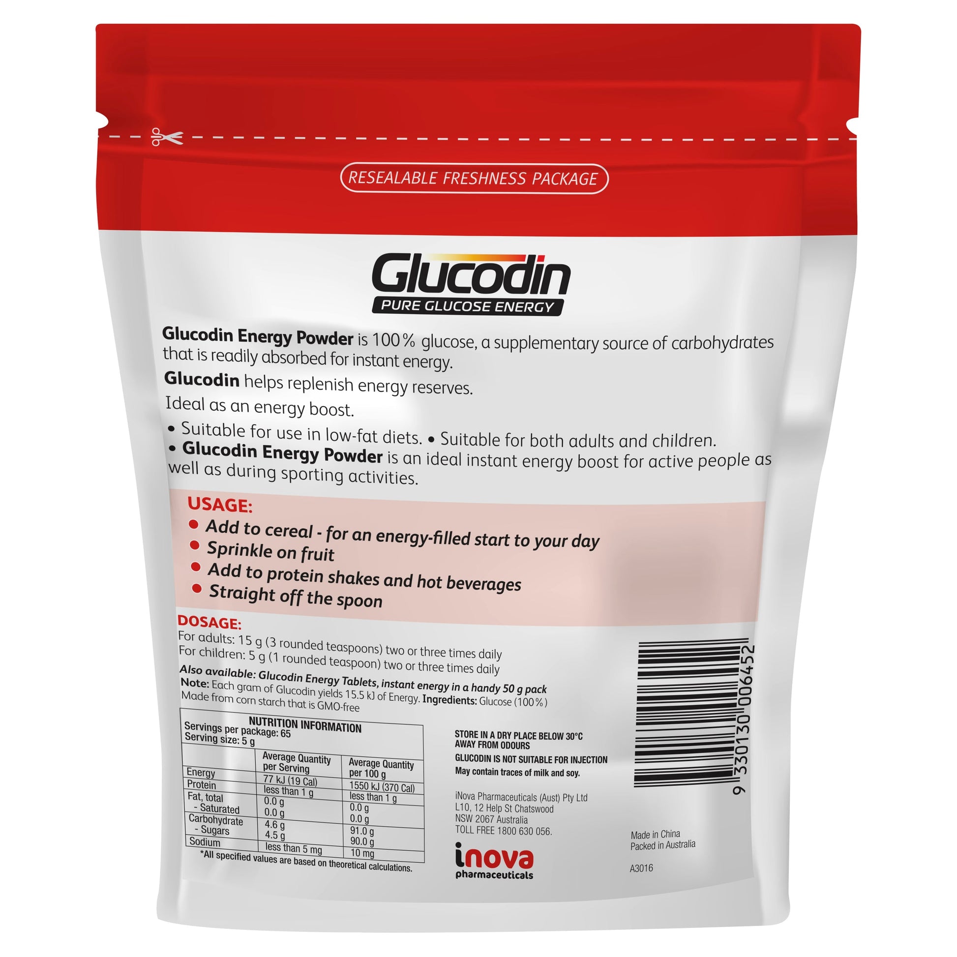 Glucodin Powder Zip/Bag 325G - Cutprice Online