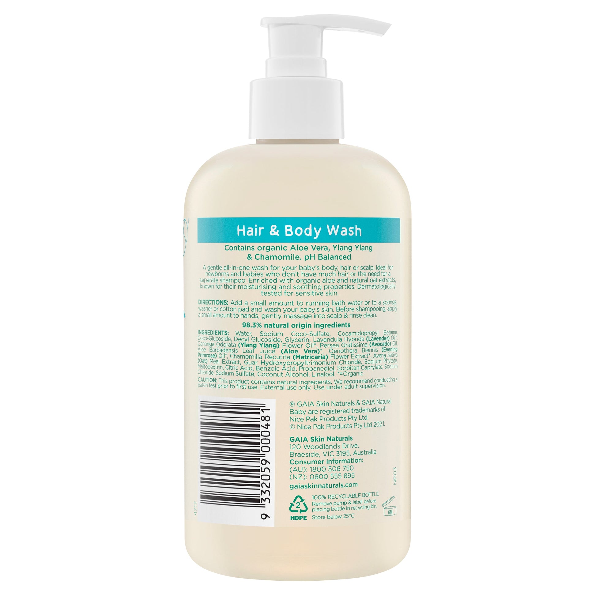 GAIA Natural Baby Hair & Body Wash 500ml - Cutprice Online