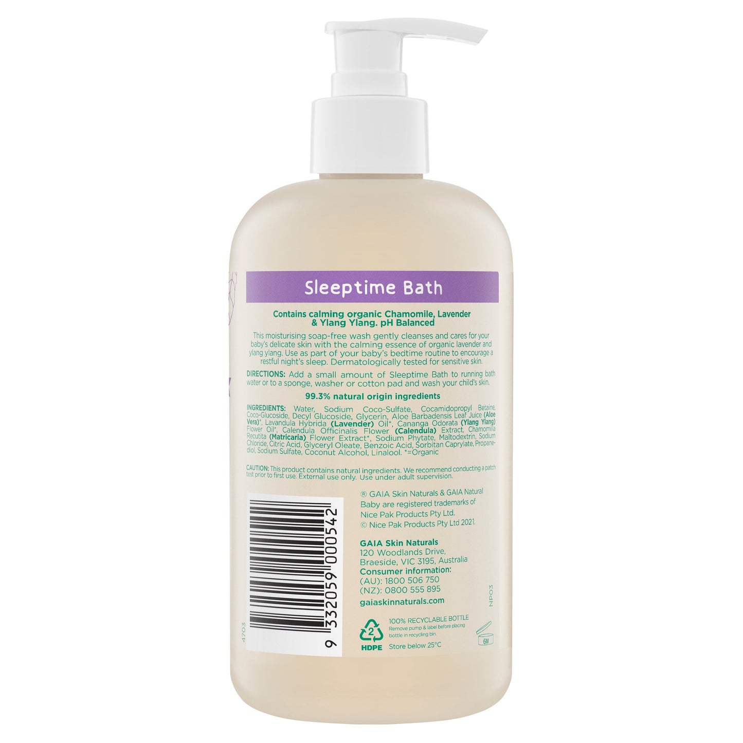 GAIA Natural Baby Sleeptime Bath 500mL - Cutprice Online