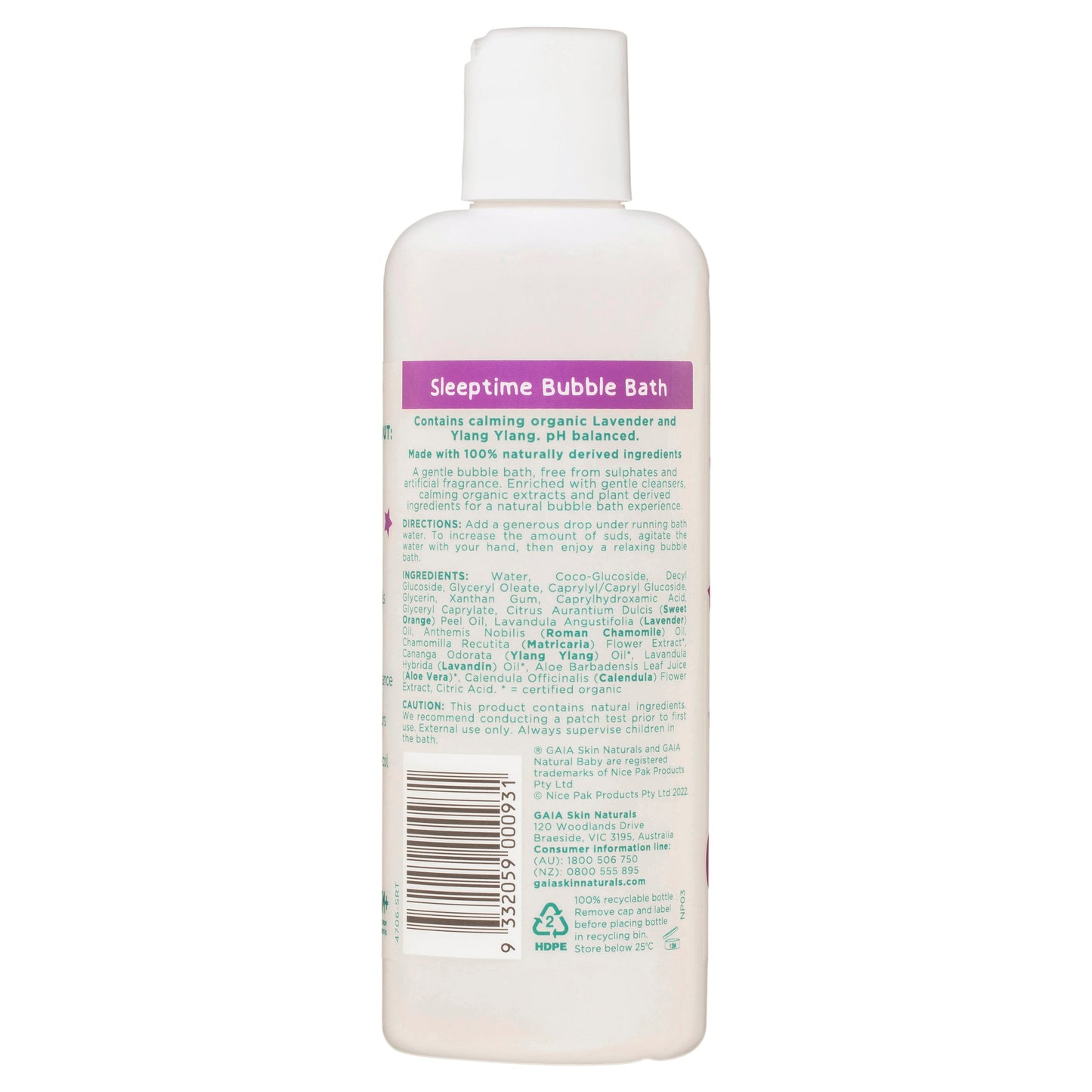 GAIA Natural Baby Sleeptime Bubble Bath 250ml - Cutprice Online