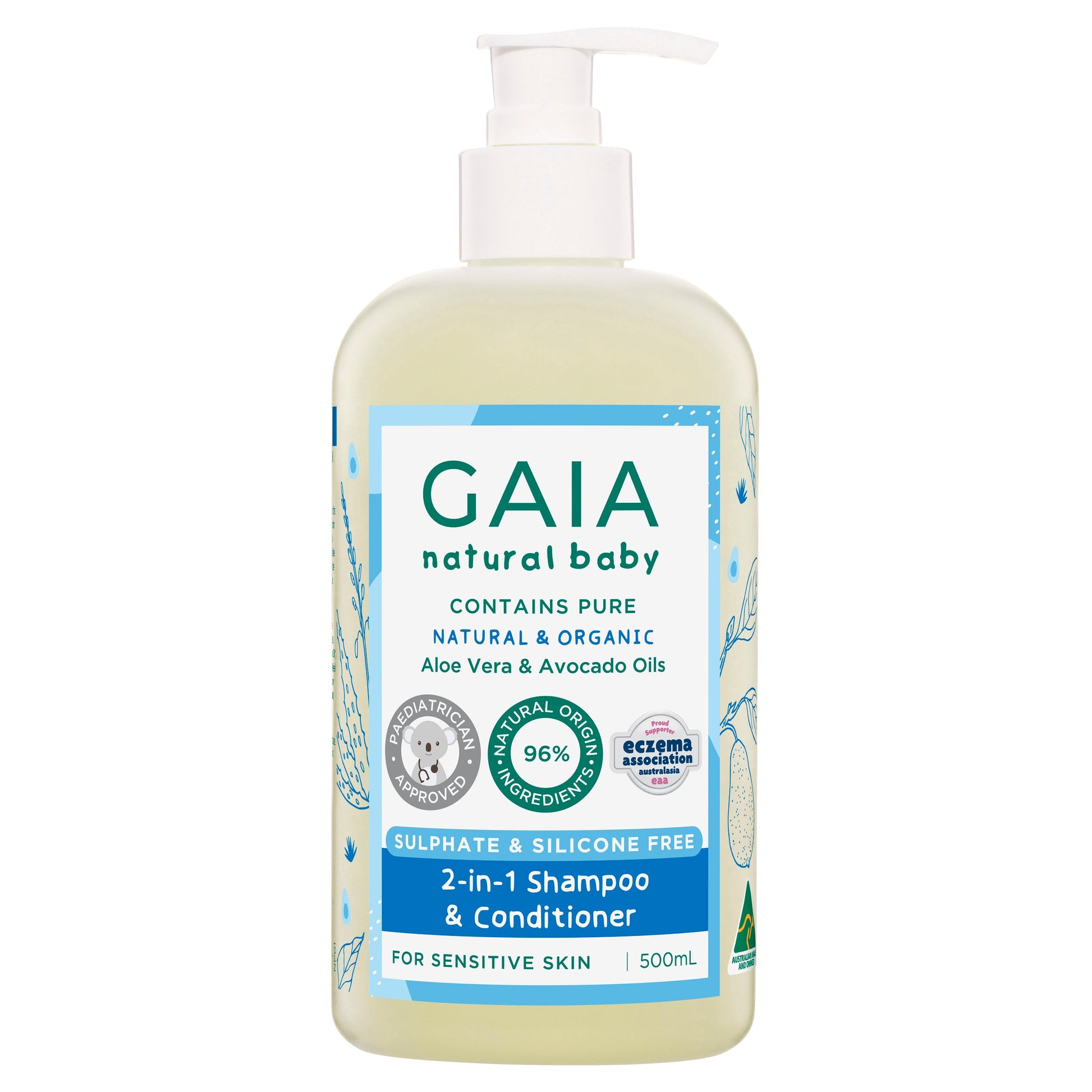 Gaia Natural Baby 2 in 1 Shampoo and Conditioner 500ml