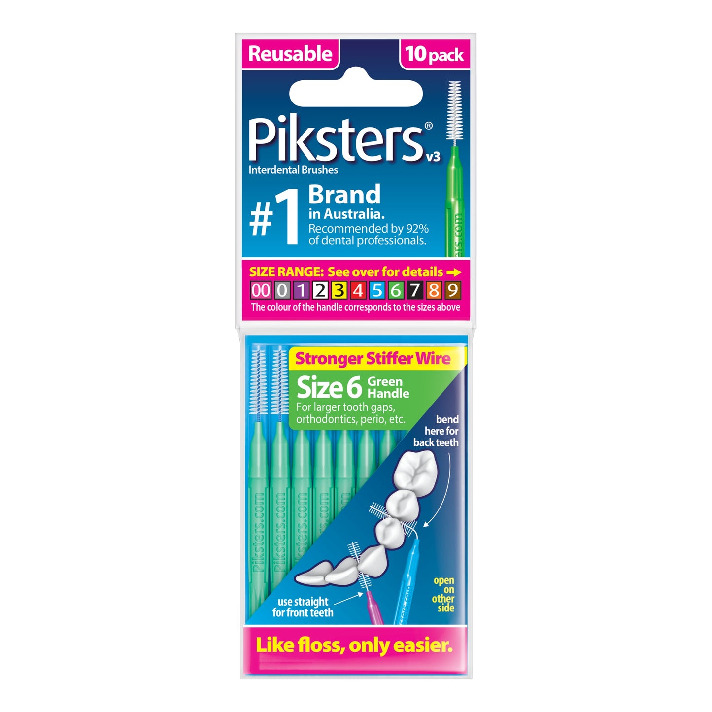 Piksters Inter-Dental Brush Size 6 - 10 Pack - Cutprice Online