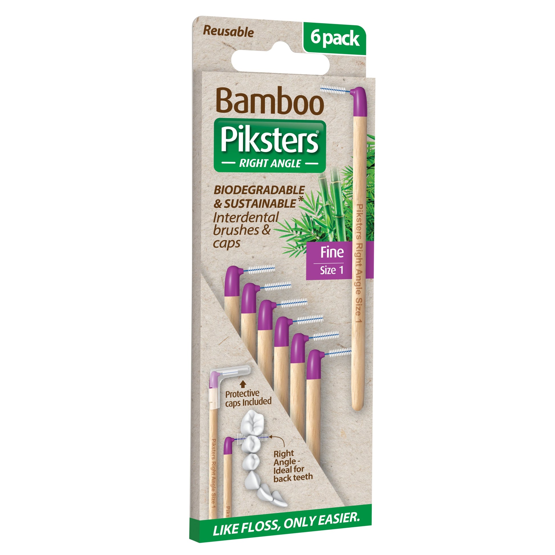 Piksters Bamboo Inter Brush Right Angle 6 Pack Size 1 - Cutprice Online
