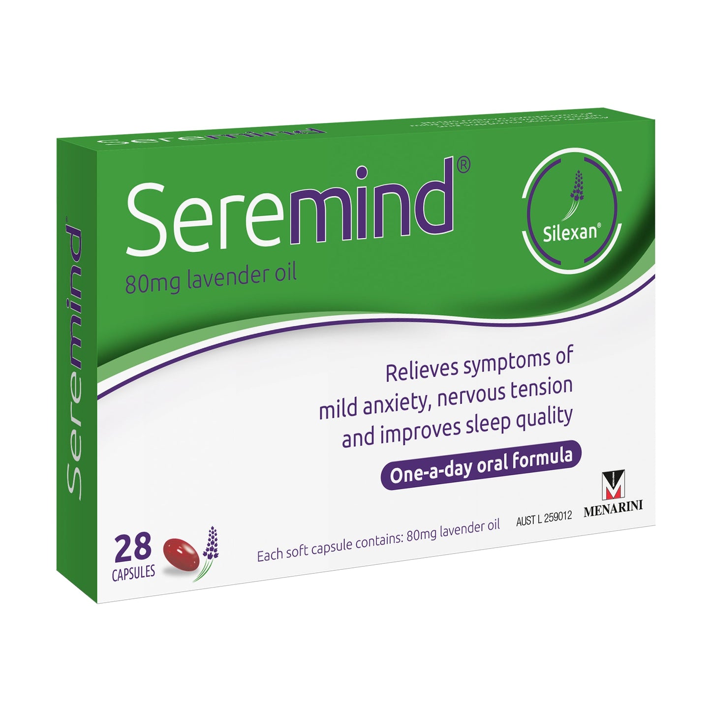 Seremind Lavender Oil 80mg 28 Capsules - Cutprice Online
