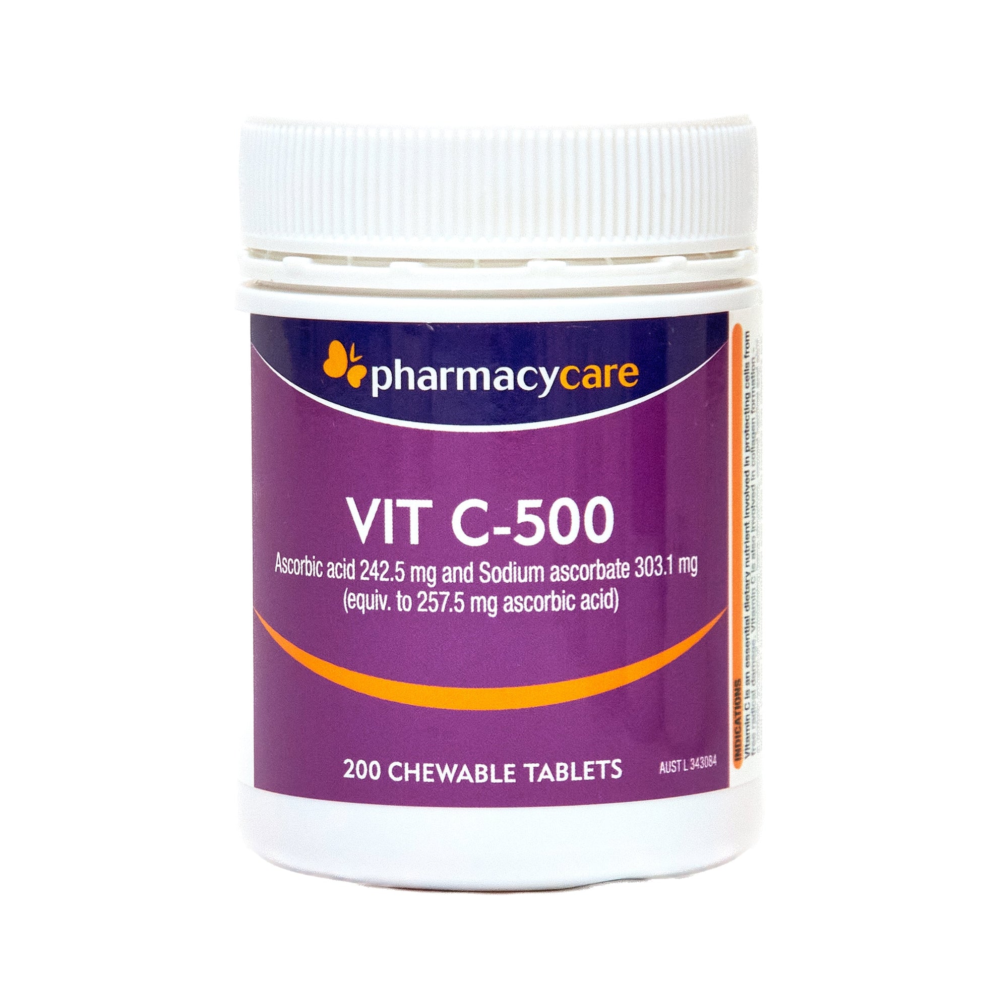 Pharmacy Care Sugarless Vitamin C 500mg Orange 200 Tablets - Cutprice Online