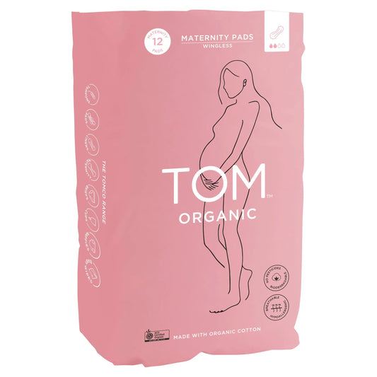 TOM ORGANIC Maternity Pads Ultra Absorbent For Post Birth 12 TOM ORGANIC