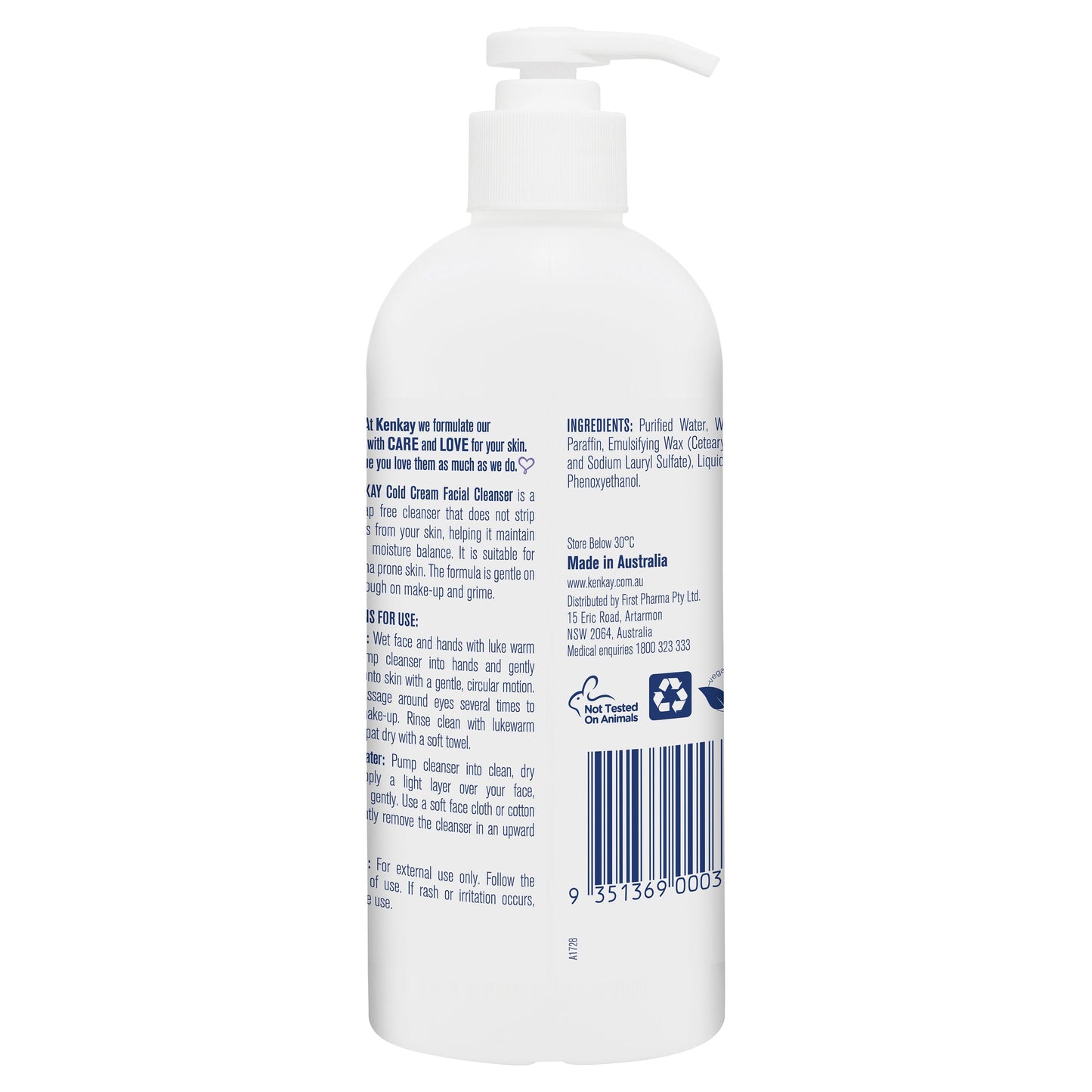 Kenkay Extra Relief Cold Cream Facial Cleanser 325mL Pump - Cutprice Online