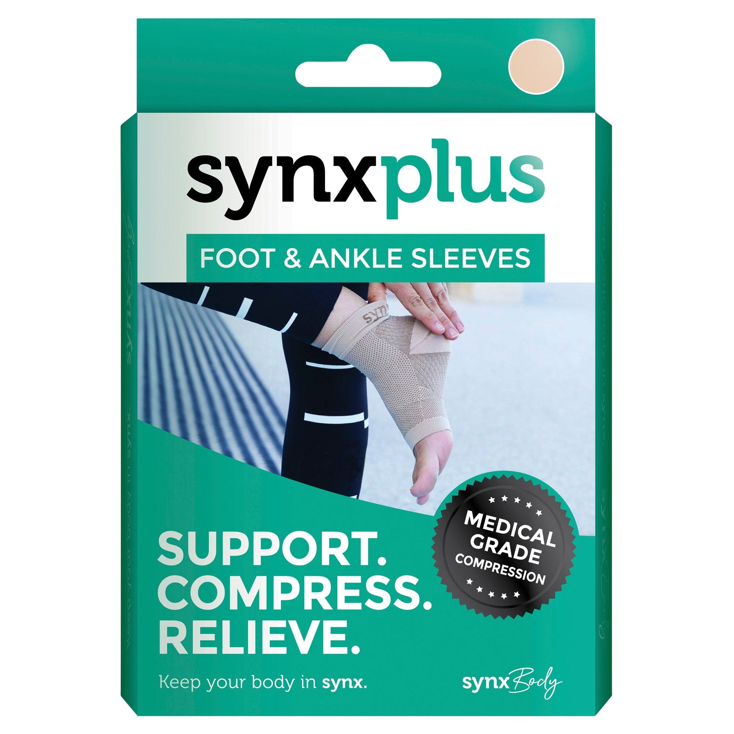SYNXPLUS FOOT&ANKLE COMPRESSION NUDE Large