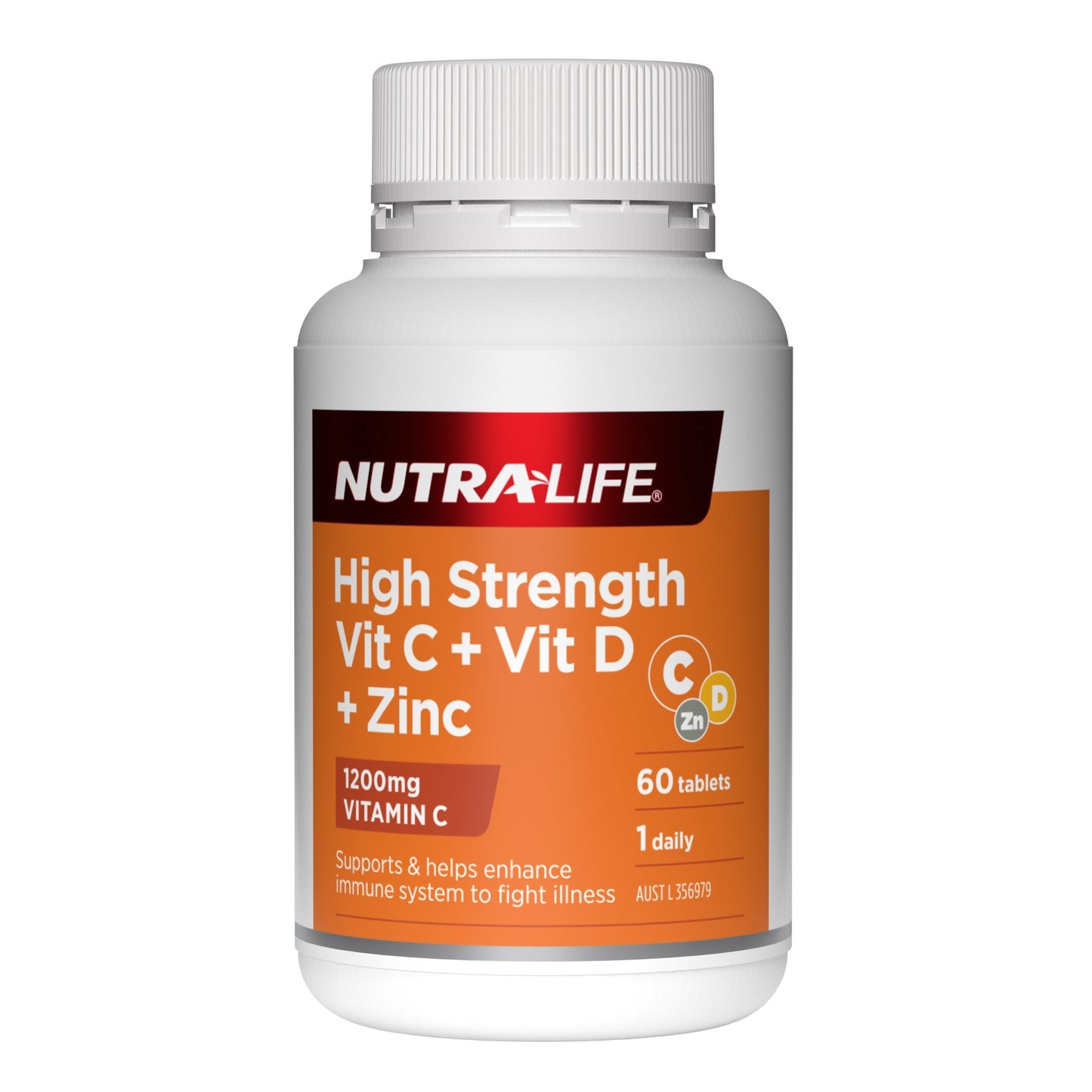 Nutra-Life High Strength Vit C + Vit D + Zinc 60 tablets NUTRA-LIFE
