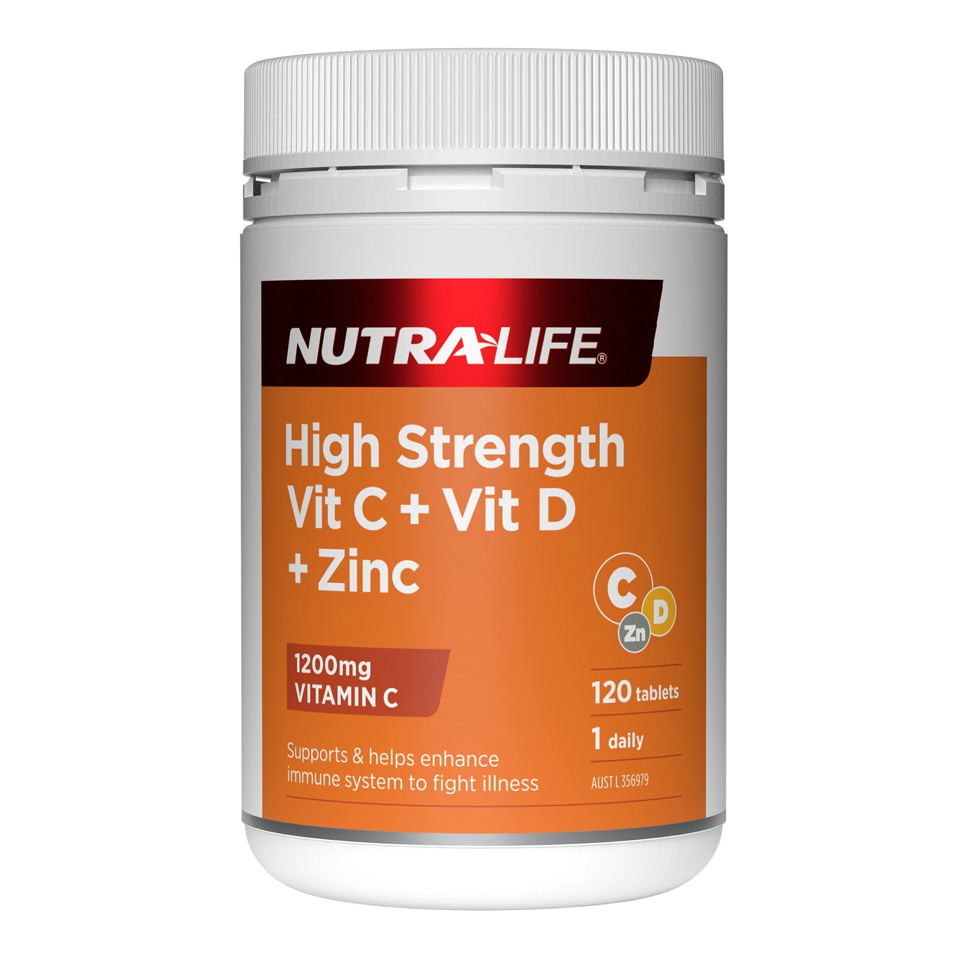 Nutra-Life High Strength Vitamin C + Vitamin D + Zinc 120 Tablets NUTRA-LIFE