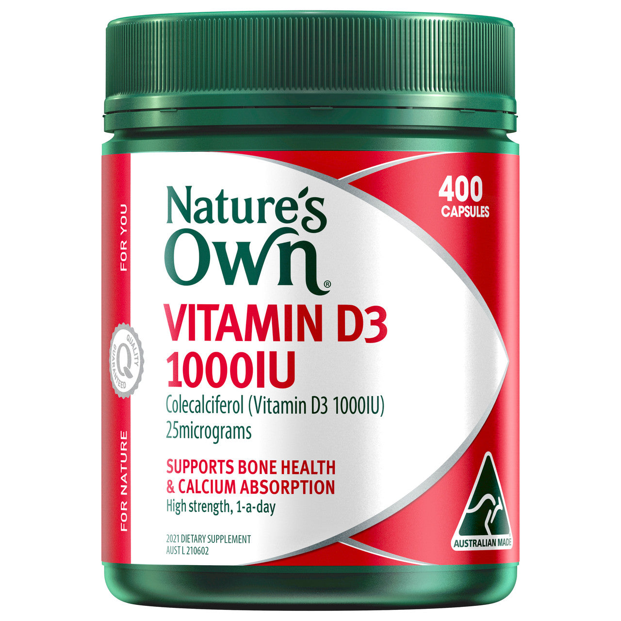 Nature's Own Vitamin D3 1000IU 400 Capsules - Cutprice Online